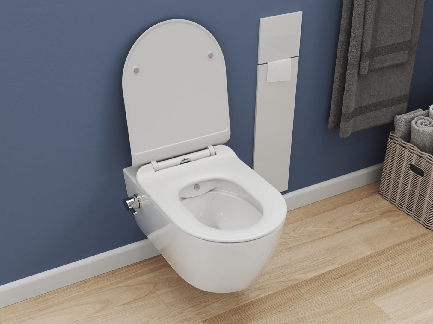 SSWW Taharet Toilet Includes Fitting and Removable Soft-Close Seat, Shower Toilet, Hanging Toilet, Toilet with Bidet Function, Hygienic, Shattaf, Different Versions