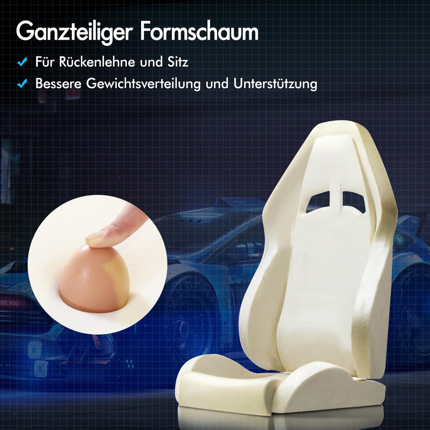 ALFORDSON Videospielstuhl, ergonomischer Bürostuhl, Massage-Rennstuhl, einziehbare Fußstütze, PU-Leder, höhenverstellbar und neigbar, 180 kg Tragkraft, Schwarz
