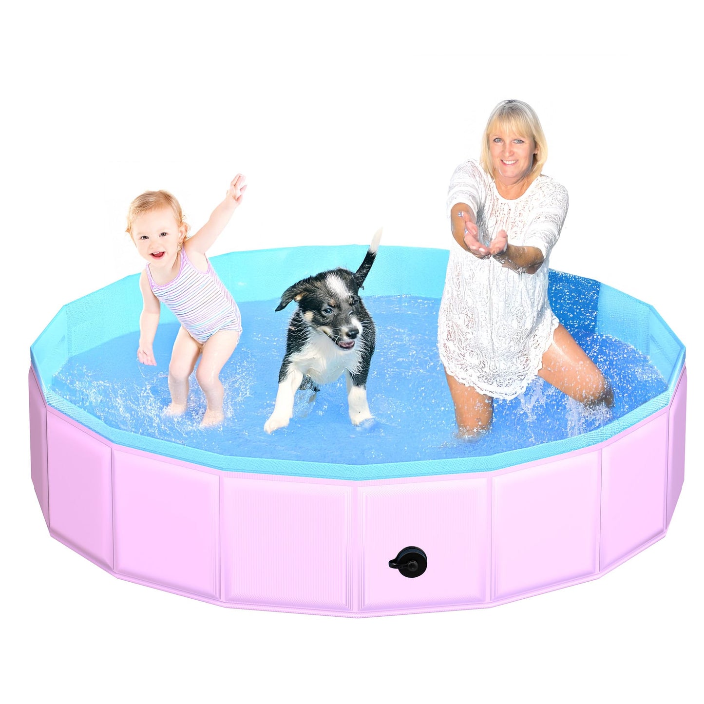 CACSPS Faltbarer Hundepool, 221 x 30,5 cm, Kinderpool mit Hartplastik, rutschfeste Hundebadewanne für den Außenbereich, Hinterhof, Faltbarer Hundepool für Kinder, Hunde, Haustiere (rot)