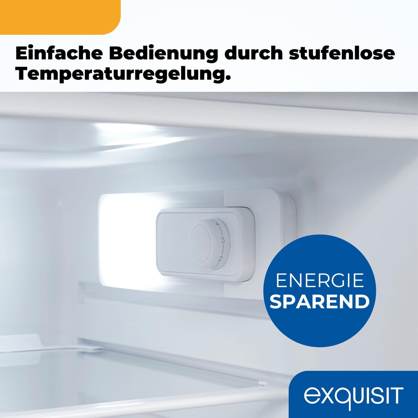 Exquisit Kühlschrank ohne Gefrierfach, 126 Liter, 55 cm Breit, Freistehend, Kompakt, Temperaturregelung, LED-Licht, KS516-V-040D weiss