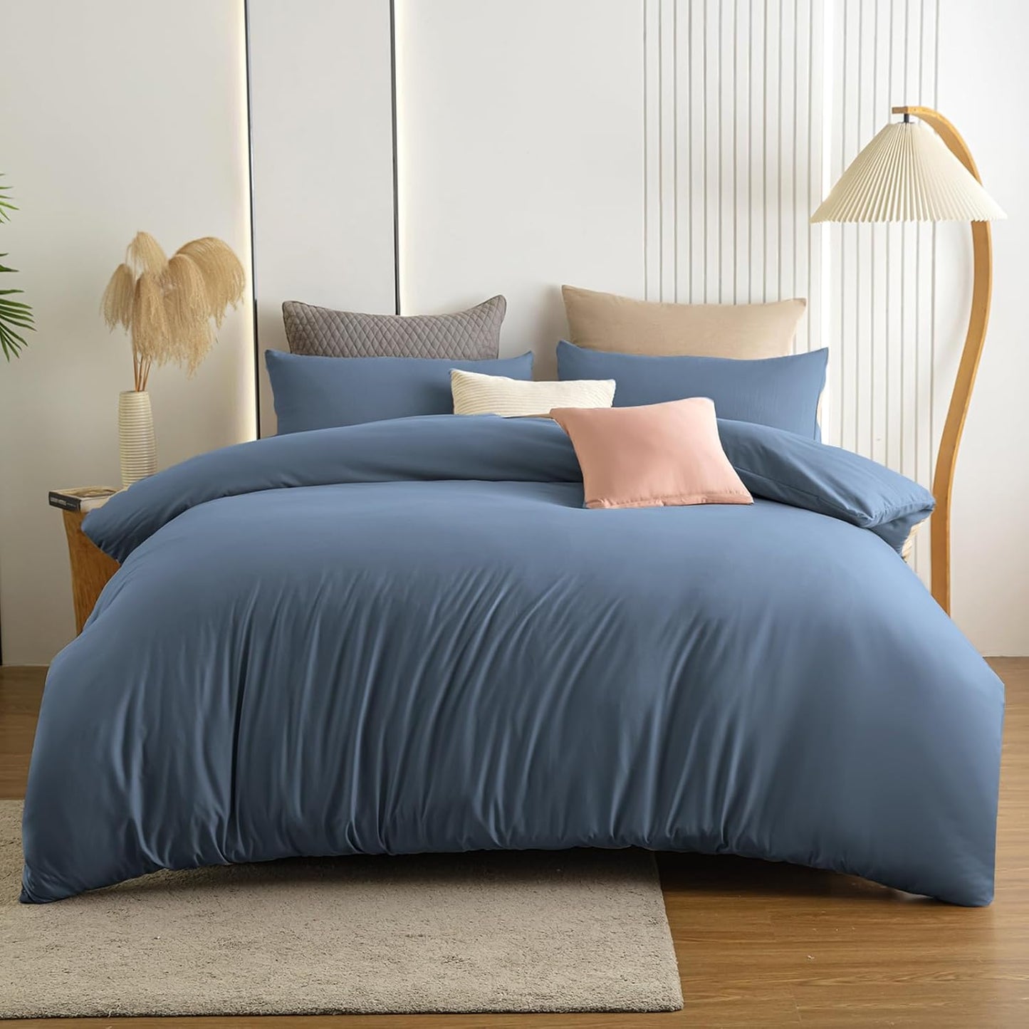 Soifox Bed Linen Set, Grey Anthracite, Microfibre, Non-Iron and Wrinkle-Free Duvet Cover 200 x 200 cm with Set of 2 Pillowcases 80 x 80 cm, Bed Linen with Zip