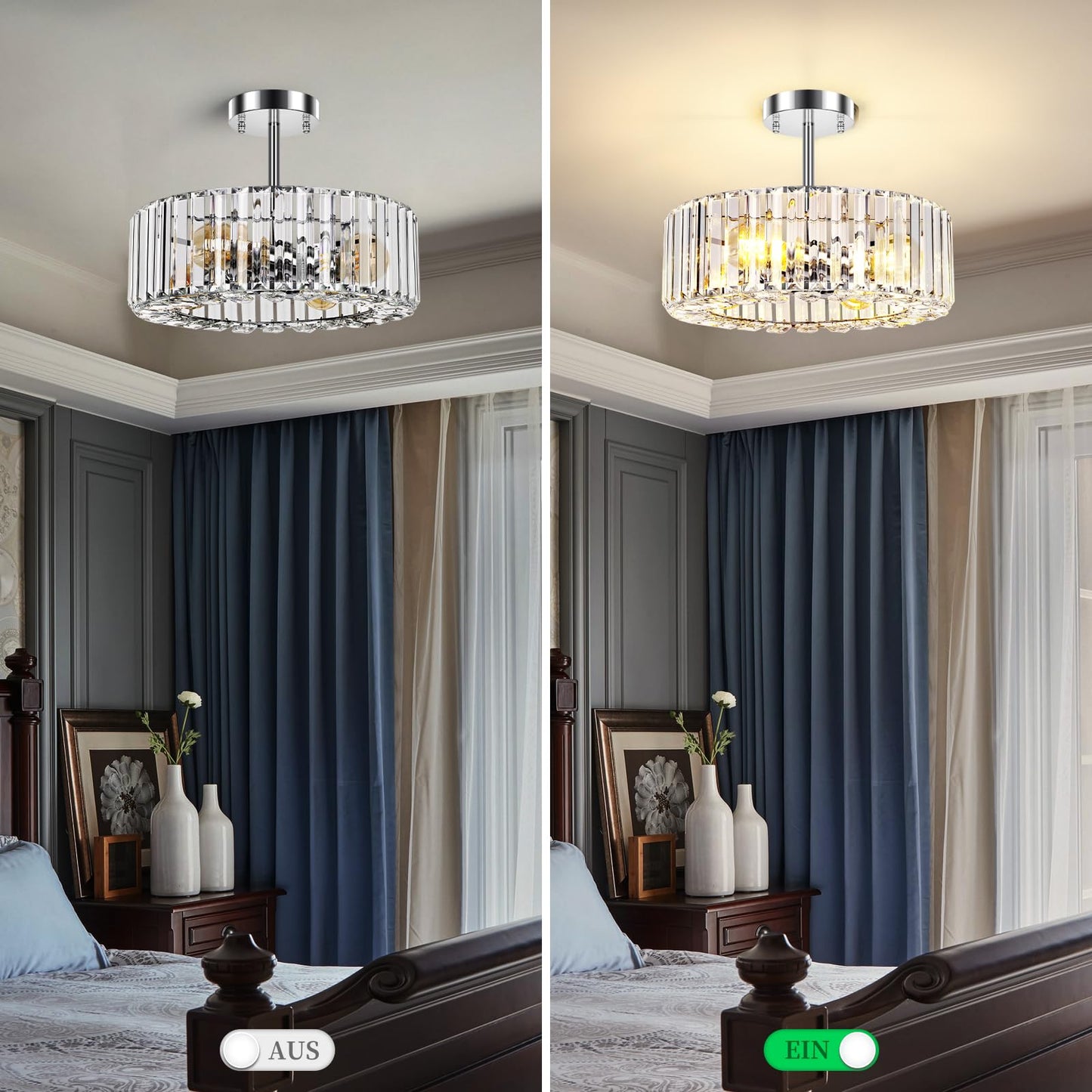 FRIDEKO HOME Modern Kronleuchter Kristall Deckenleuchte Gold,Kleine Kristall Deckenlampe E27 Fassung für Wohnzimmer Schlafzimmer Küche Flur,Ø23cm