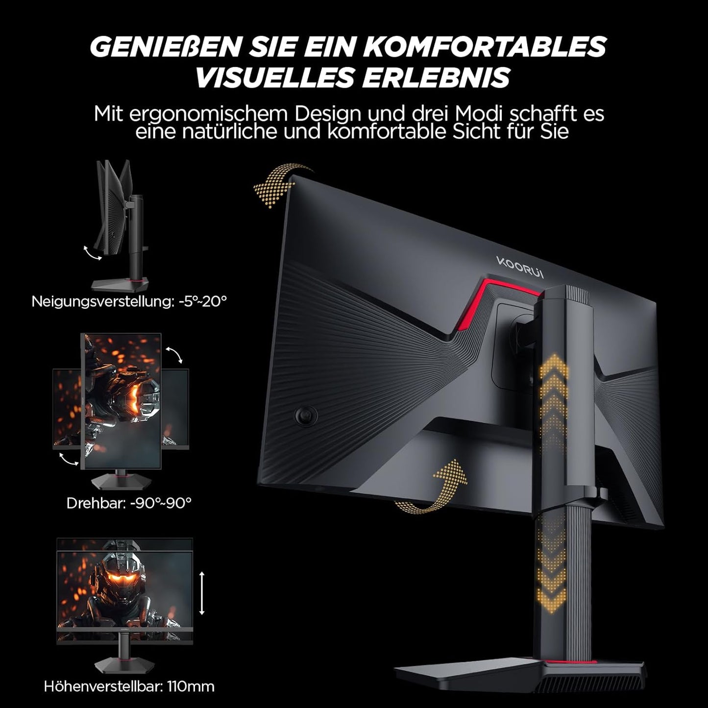KOORUI Gaming Monitor 24 Inches, 200Hz PC Screen FHD 1920 x 1080 Fast IPS HDR400, Adaptive Sync 1ms, HDMI 2.0 & DP 1.4, VESA 75 x 75 mm-G2411P