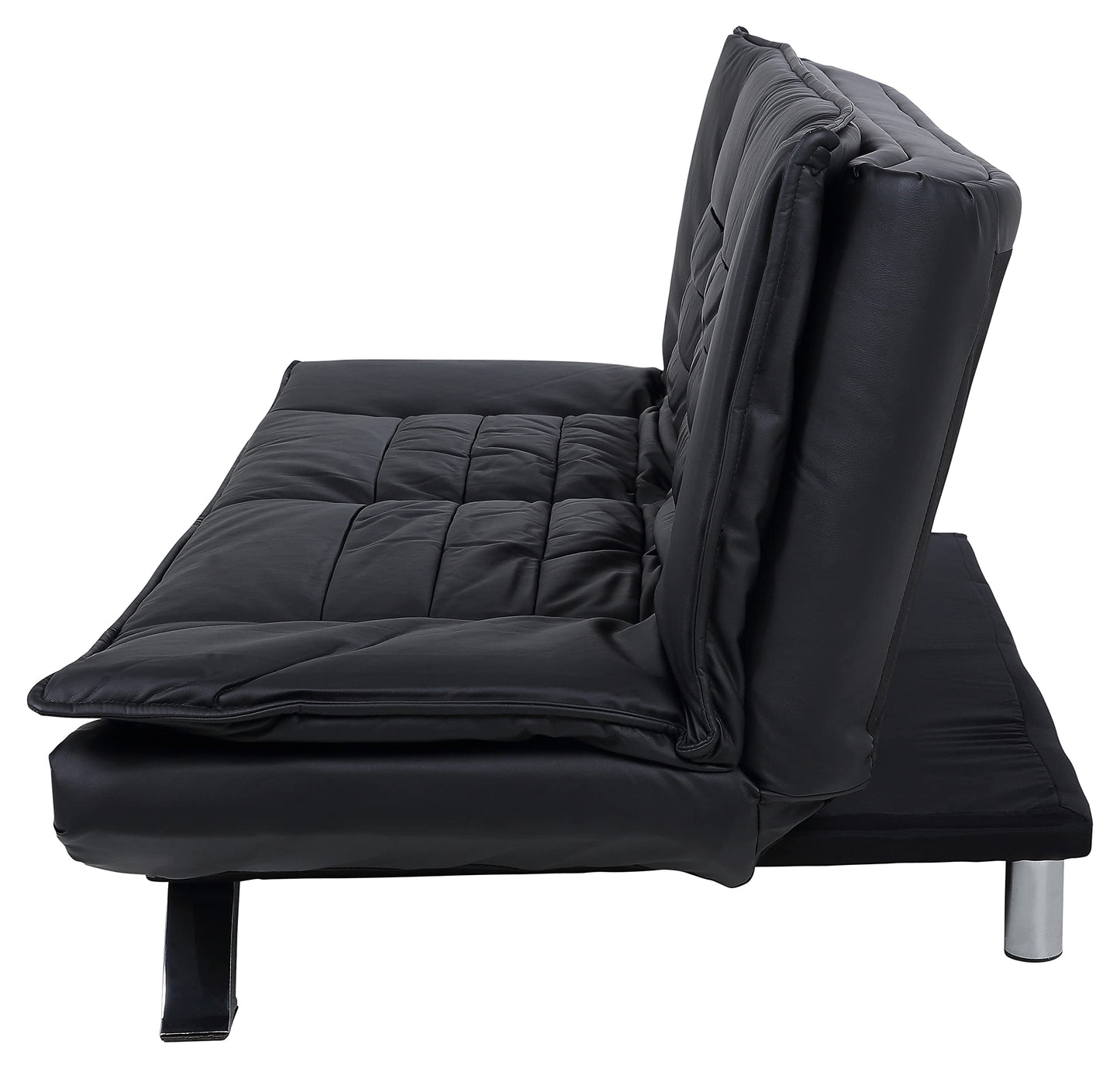 AC Design Furniture Jasper Bettcouch Dunkelgrau/Schwarz, Schlafsofa mit 3 Liegepositionen, Moderner 3-Sitzer Ohne Armlehne, Gepolstert mit Schwarzen Metallbeinen, L: 196 x H: 91 x T: 98 cm