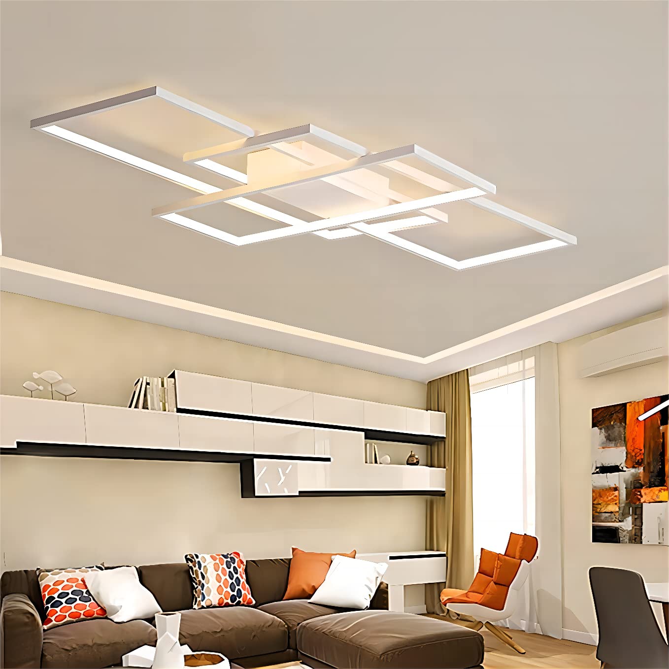 Qiaomao LED Deckenleuchte Modern Lampe Wohnzimmer mit Fernbedienung Weiß (90x50x9cm, 80w) Dimmbar Deckenlampe Stufenloses Dimmen Schlafzimmerlampe, Groß Deckenleuchten für Schlafzimmer Büro Esszimmer