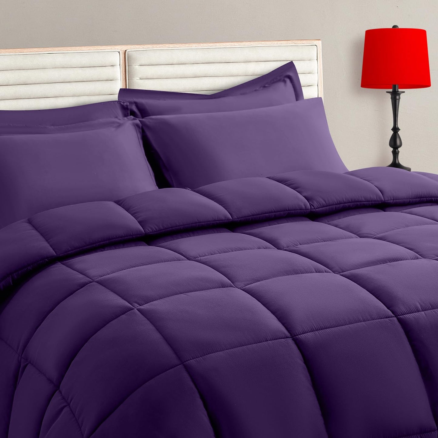 Twin Size Comforter Set - 5 Pieces, Bed in a Bag Bedding Sets with All Season Soft Quilted Warm Fluffy Reversible Comforter,Flat Sheet,Fitted Sheet,1 Pillow Shams,1 Pillowcases,Black
