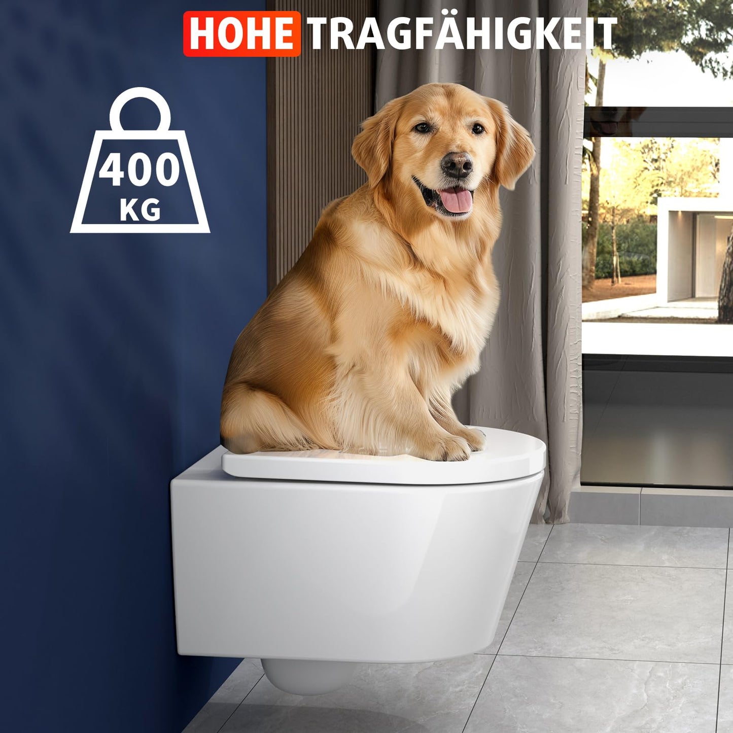 Rainsworth Spülrandlos Wand-WC Tiefspül Toilette - Hänge Toiletten mit effizienter Spültechnik, Kloschüssel inklusive WC-Sitz mit Absenkautomatik und Schnellspanner, Weiß, 48,5 cm lang