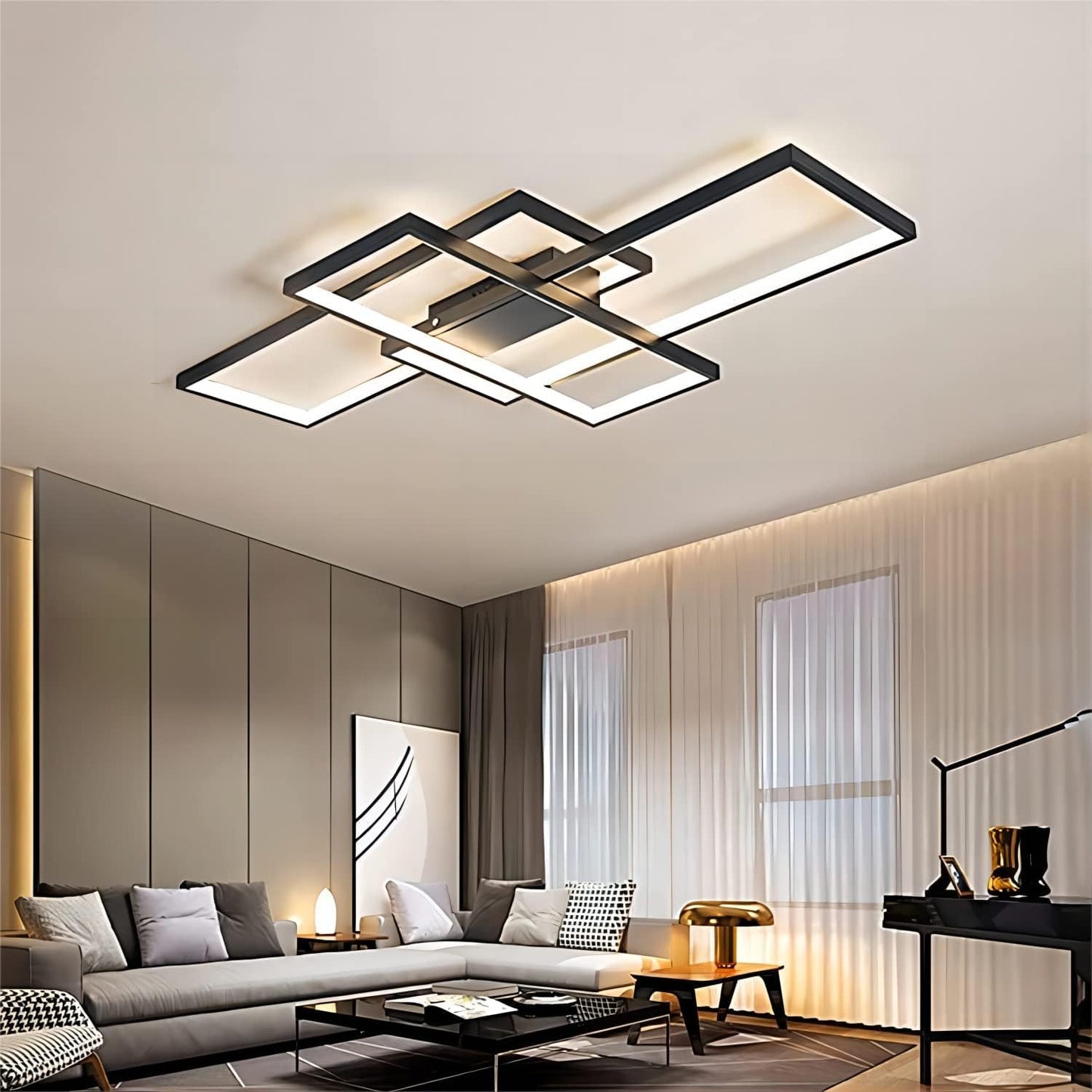 Qiaomao LED Deckenleuchte Modern Lampe Wohnzimmer mit Fernbedienung Weiß (90x50x9cm, 80w) Dimmbar Deckenlampe Stufenloses Dimmen Schlafzimmerlampe, Groß Deckenleuchten für Schlafzimmer Büro Esszimmer