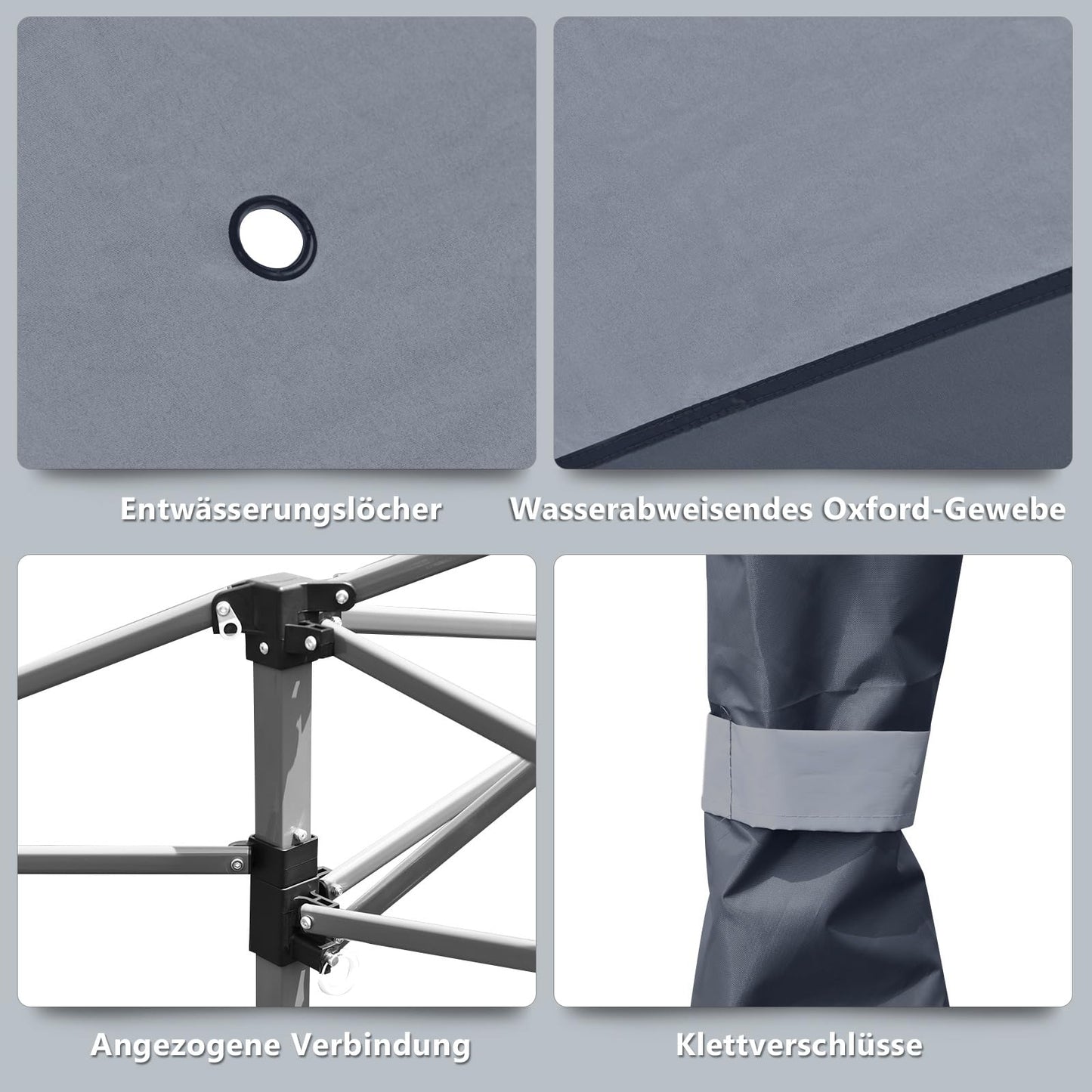 COSTWAY Gazebo 4 x 4 m, Pop-Up Folding Gazebo with Double Roof, Waterproof, Stable, UV Protection 50+, Garden Gazebo with Carry Bag on Wheels, Garden Tent for Patio, Garden (Grey)