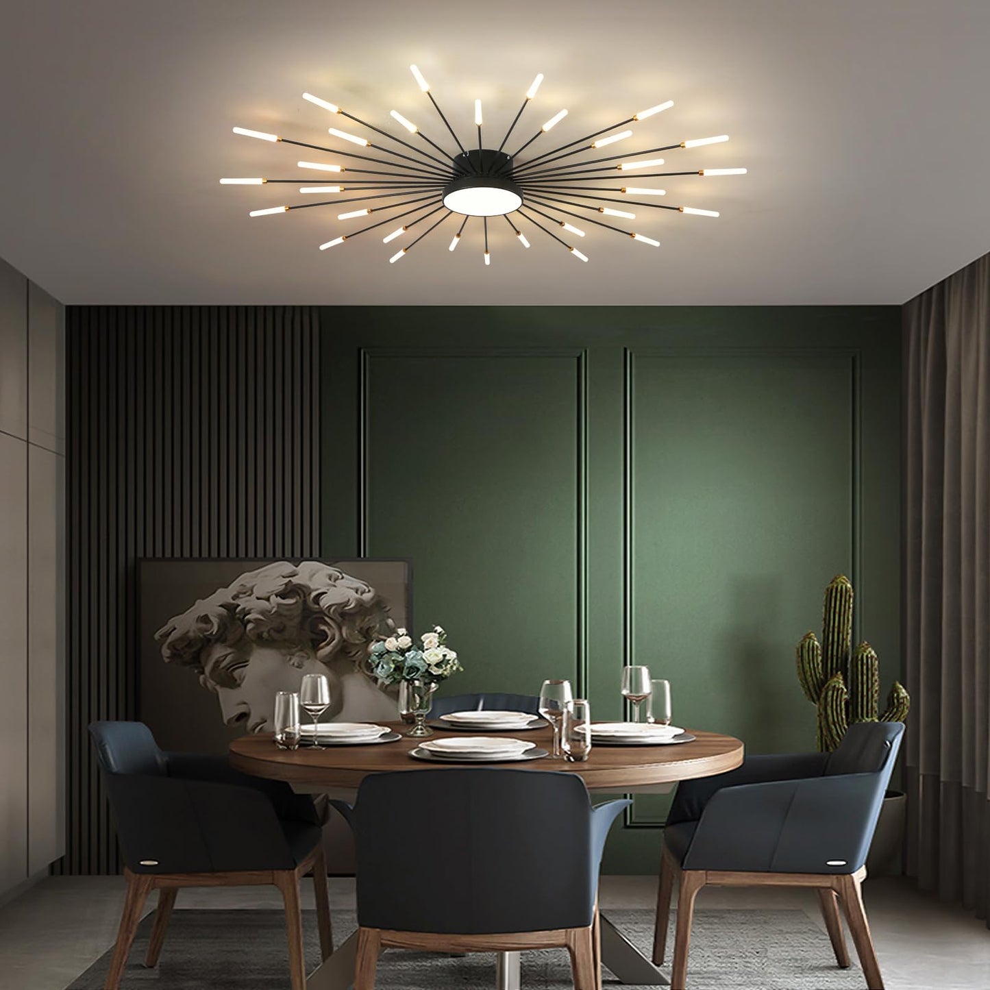 minifair Moderne LED-Deckenleuchte, 12 + 1 Köpfe, halbbündige Deckenleuchte, goldene Kronleuchter, Deckenbeleuchtung für Schlafzimmer, Wohnzimmer, Küche, Esszimmer, Restaurant