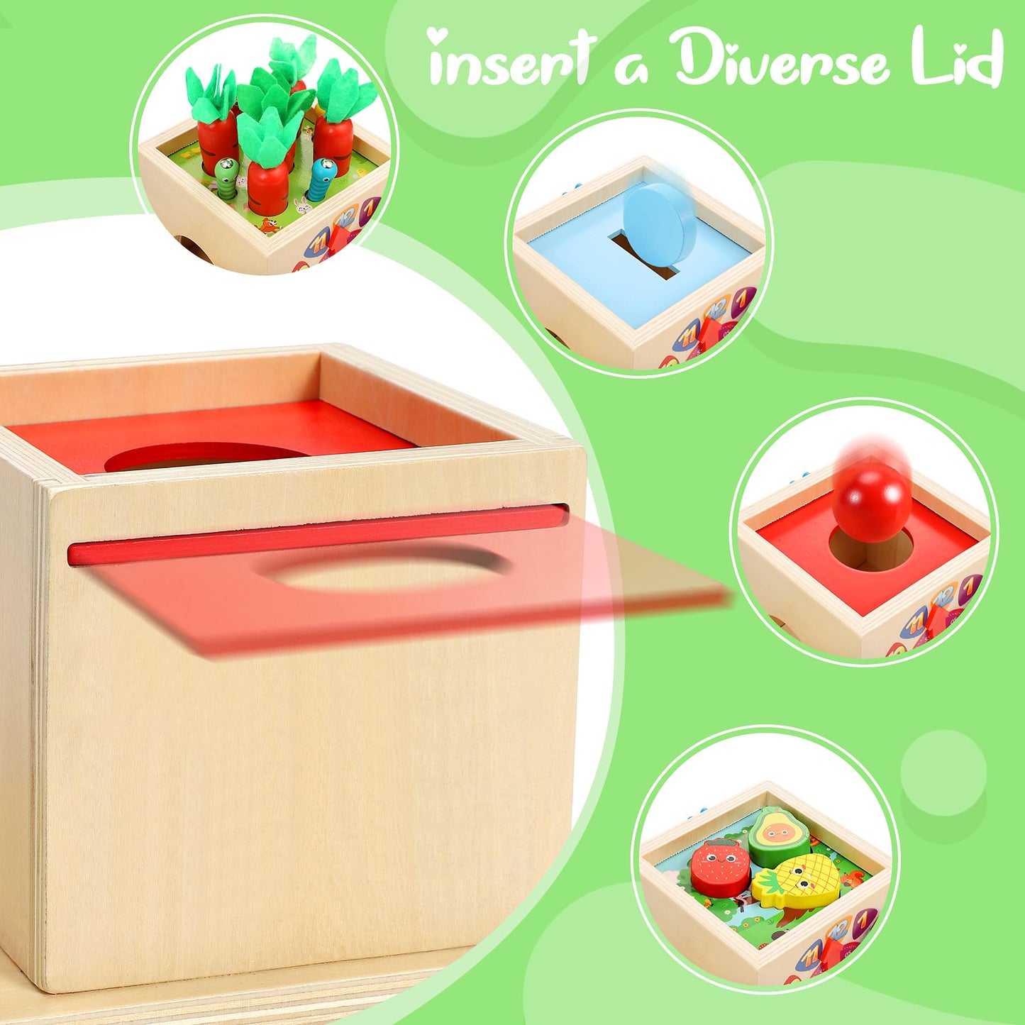 COOLJOY Montessori Toy from 1 Year | Wooden Toy Motor Skills Toy from 1 Year | 8-in-1 STEM Gift for Boys and Girls 2 3 4 Years
