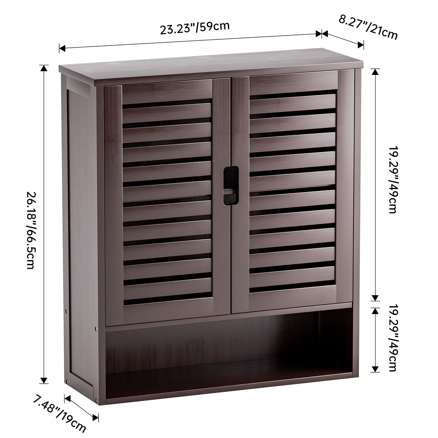 SMIBUY Bathroom Cabinet, Wall Mounted, Bamboo Over the Toilet Storage Organiser, Space Saving Medicine Cabinet with 2 Doors and Adjustable Shelves (Black)