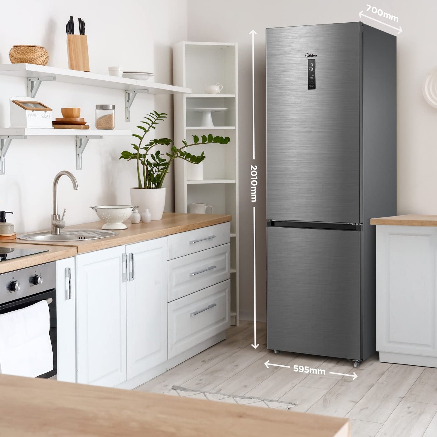 Midea MERB276FGE02A Kühl-/Gefrierkombination/180 cm Höhe/NoFrost/Doppelte Steuerung/Super-Kühlfunktion/219 kWh/Jahr/199L Kühlteil/71L Gefrierteil