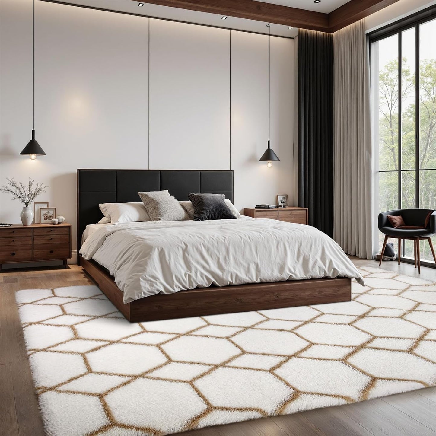 Treeboy High Pile Rug Grey Carpet Living Room 160 x 230 cm Washable Non-Slip Extra Large Rugs Bedroom Fluffy Modern Rugs Mat Rugs for Bedroom Children's Room