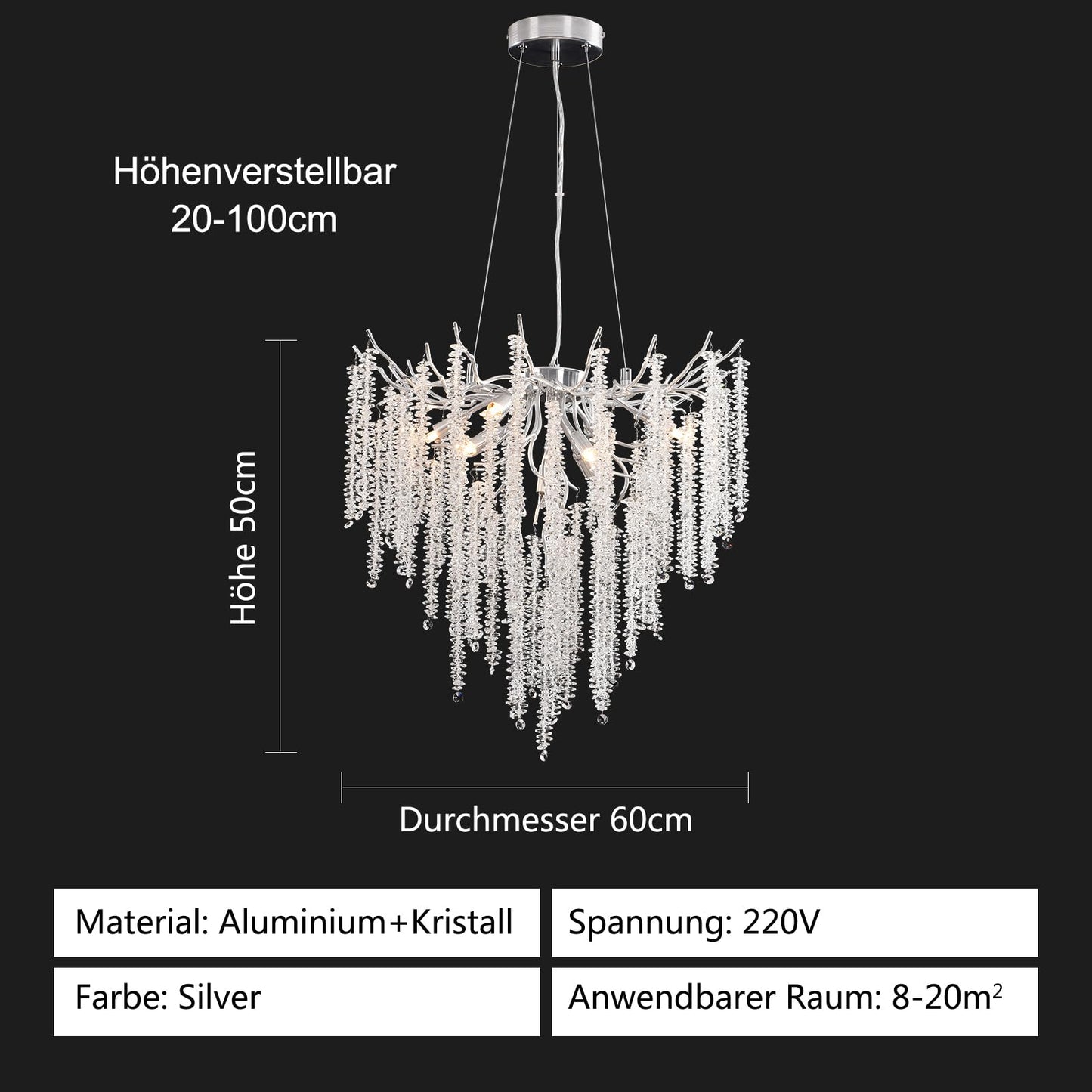 AHXIAOZN Modern Kronleuchter Kristall Leuchte,Luxus Kristall Pendelleuchte,Dimmbar Rund Kristall Hängeleuchte,für Esszimmer, Küche, Wohnzimmer, Schlafzimmer, Flur, Café,Bar(Gold,60cm)