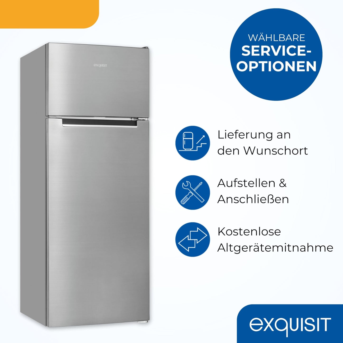 Exquisit KGC5270-45-040E Fridge-Freezer, 143 cm Height, Fridge Freezer, 4-Star Freezer, 206 Litres, Inoxlook