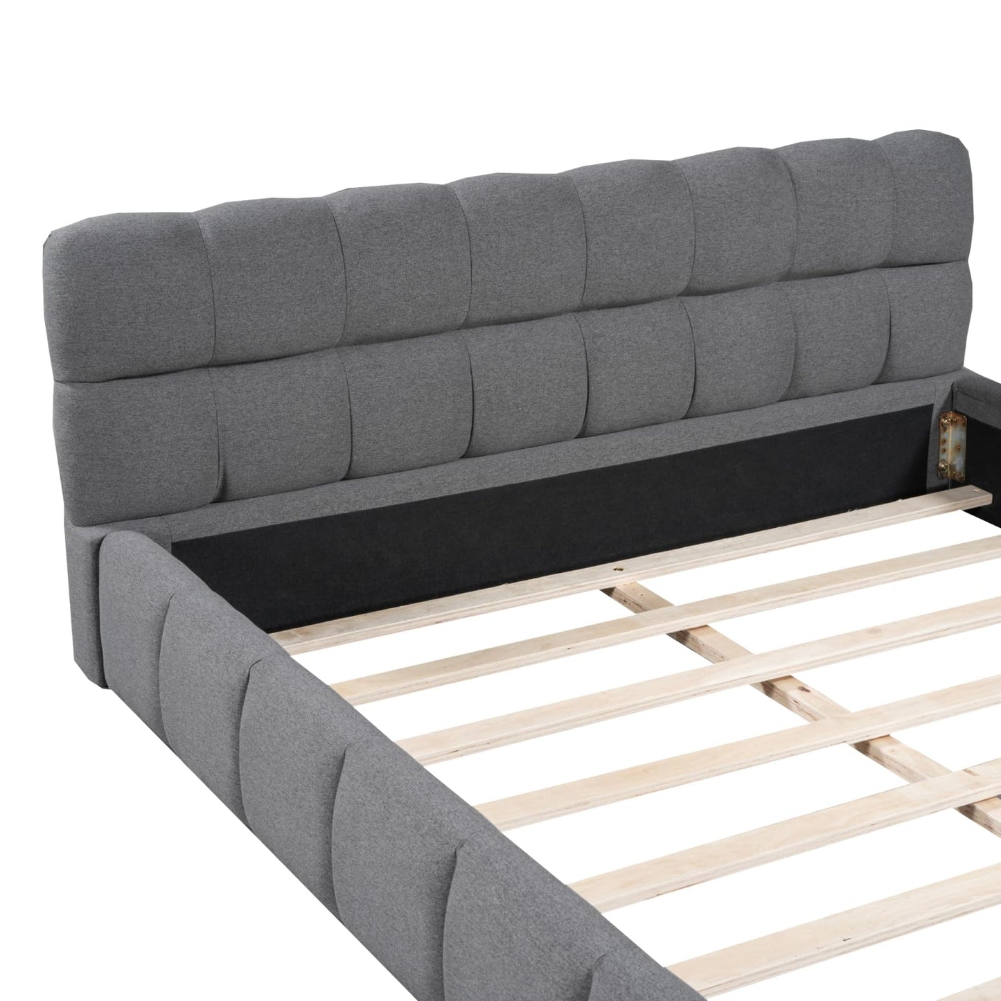 DULRLLY Bubble Bett Polsterbett 140x200 cm,Doppelbett mit Lattenrost, Jugendbett mit Gepolstertes Kopfteil, Gepolstertes Bett für Schlafzimmer und Gästezimmer,ohne Matratze, Leinenstoff (Weiß)