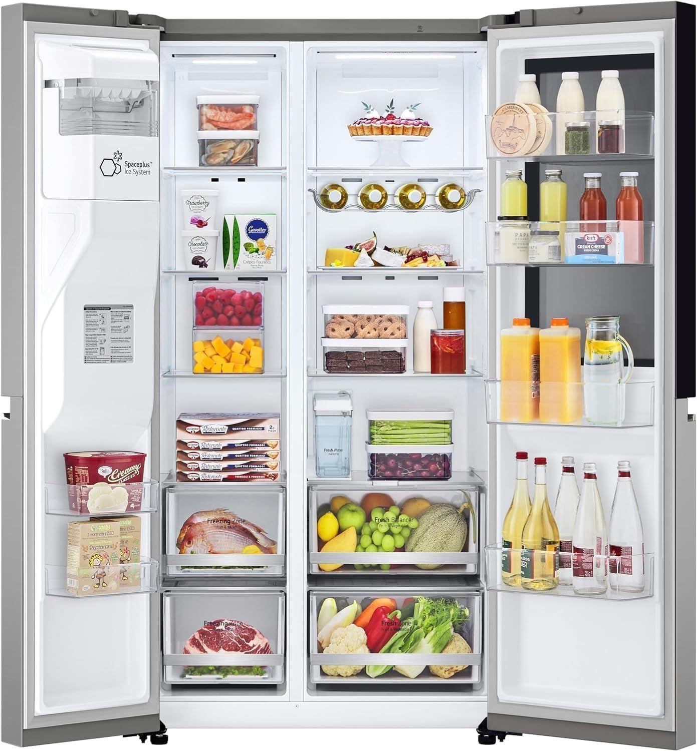 LG GSXE90MBDD Side by Side Kühlschrank mit InstaView Craft Ice | Door in Door | Crushed Ice -und Wasserspender EEK: Klasse D | 628 Liter Kapazität | Festwasseranschluss | Total No Frost