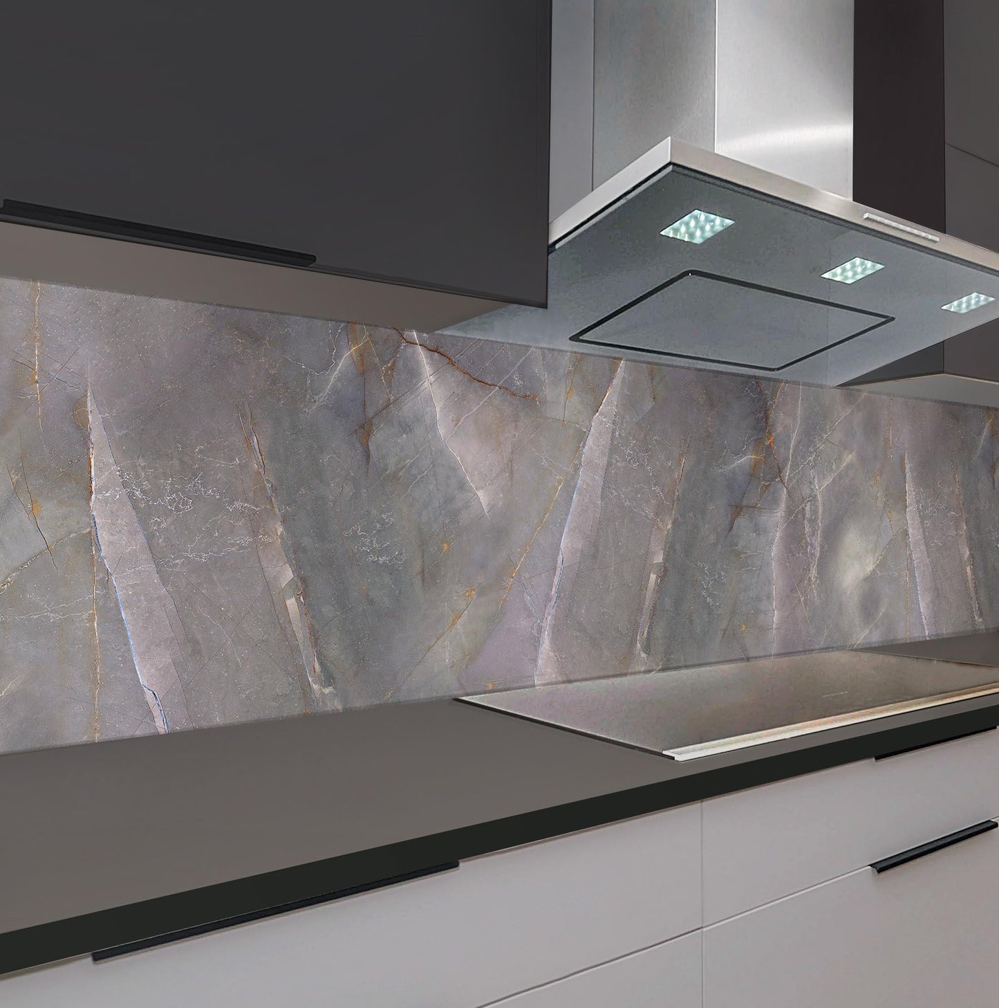 Rodnik Kitchen Splashback, Robust ABS Plastic Monolith Panel in Deluxe Quality, Direct Print, Choice of Motifs (Ice Cubes and Cherries)