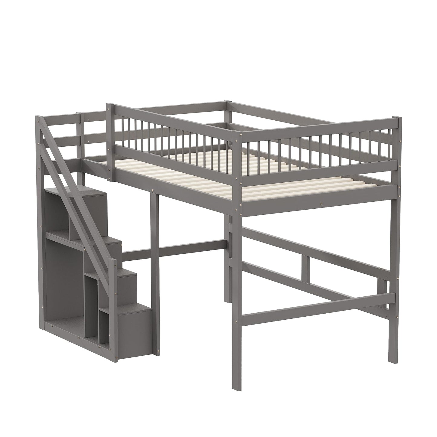 xixiworkshop Kinderbett 90x200cm Ausziehbett Bett mit Stauraum und USB-Steckdose/Mehreren Ablagefächern multifunktionales Jugendbett/Gästebett/Doppelbett mit Stauschrank Lattenrost,Ohne Matratze,Grau