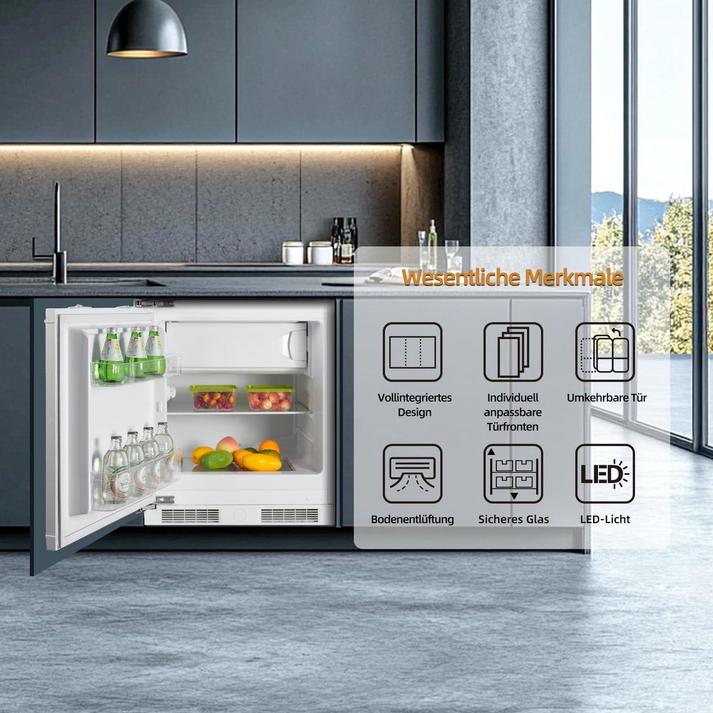 magictec Einbaukühlschrank mit Gefrierfach | 177 cm | 248L (186L/62L) | No Frost | Kühl-Gefrierkombination mit austauschbaren Türscharnieren | Inverterkompressor | Schnellkühlung | Geräuscharm