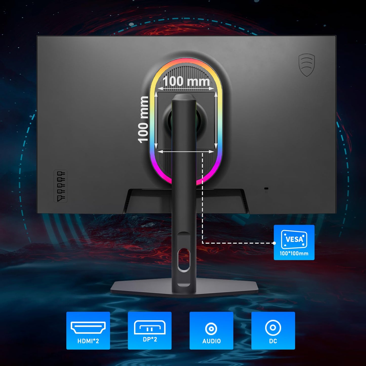FYHXele Gaming Monitor 24 Inch 180Hz 1080P IPS 1ms MPRT PC Monitor Built-in Speaker Support 144hz/165hz/180hz Freesync Premium Display Eye Care DisplayPort1.4 HDMI2.1 VESA