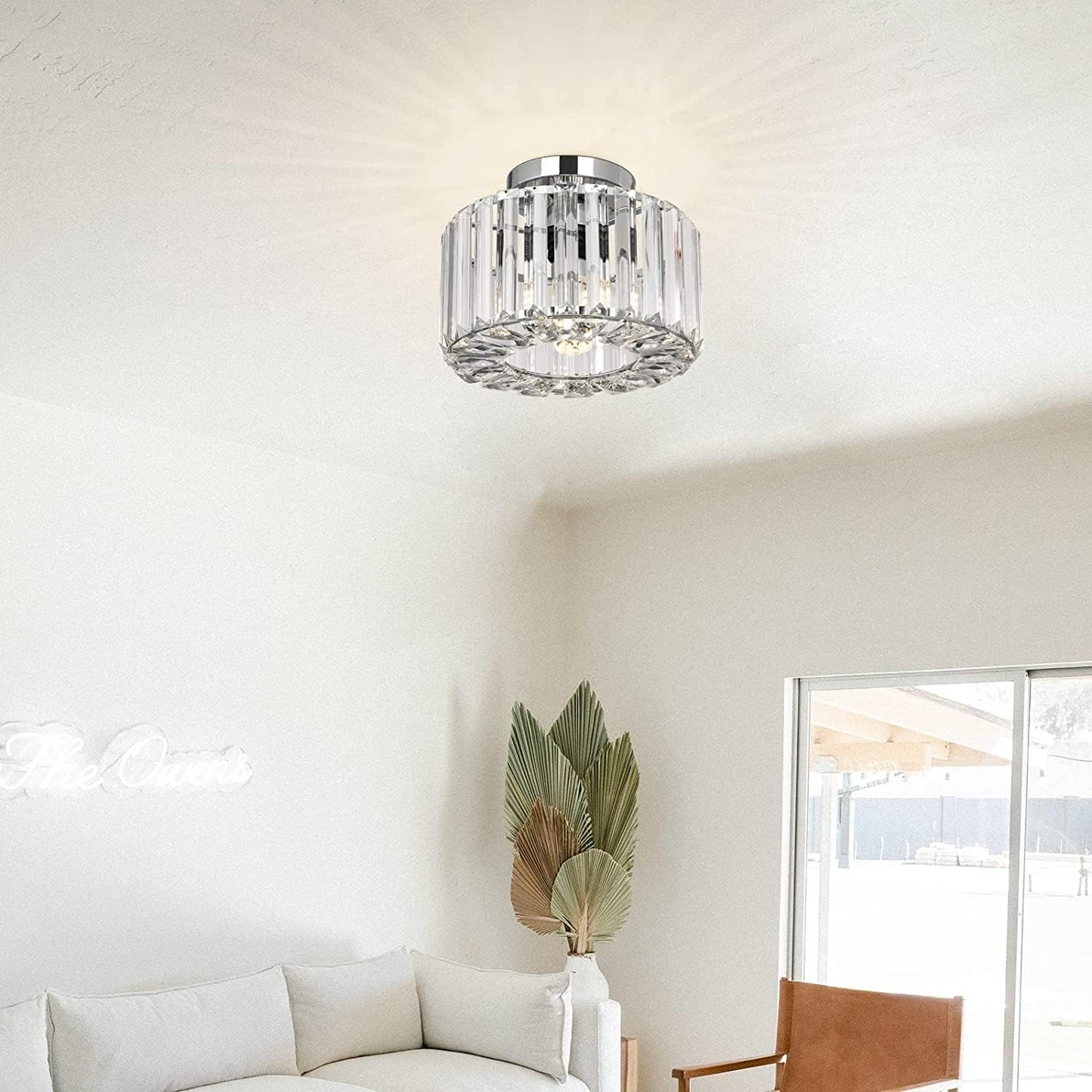 FRIDEKO HOME Modern Kronleuchter Kristall Deckenleuchte Gold,Kleine Kristall Deckenlampe E27 Fassung für Wohnzimmer Schlafzimmer Küche Flur,Ø23cm