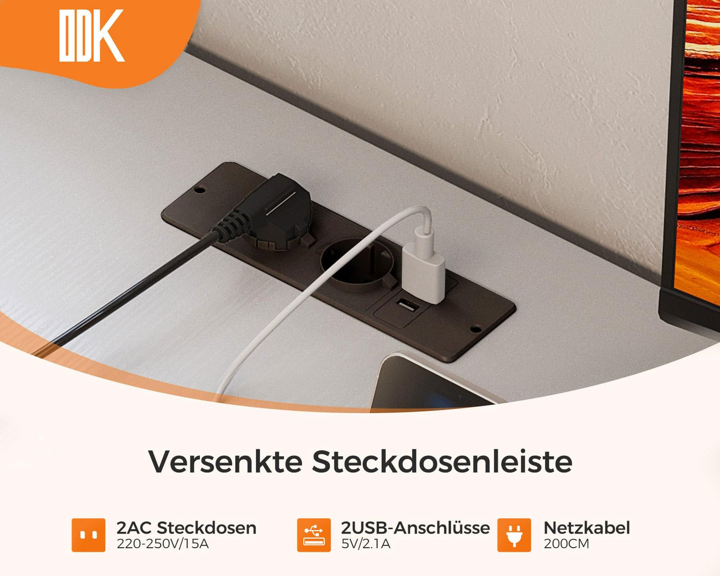 ODK Corner Desk with 4 Drawers, 135 x 100 cm, L Shape Desk with Socket and USB Charging Port, Reversible Desk with Storage Space for Home Office and Gaming, Black