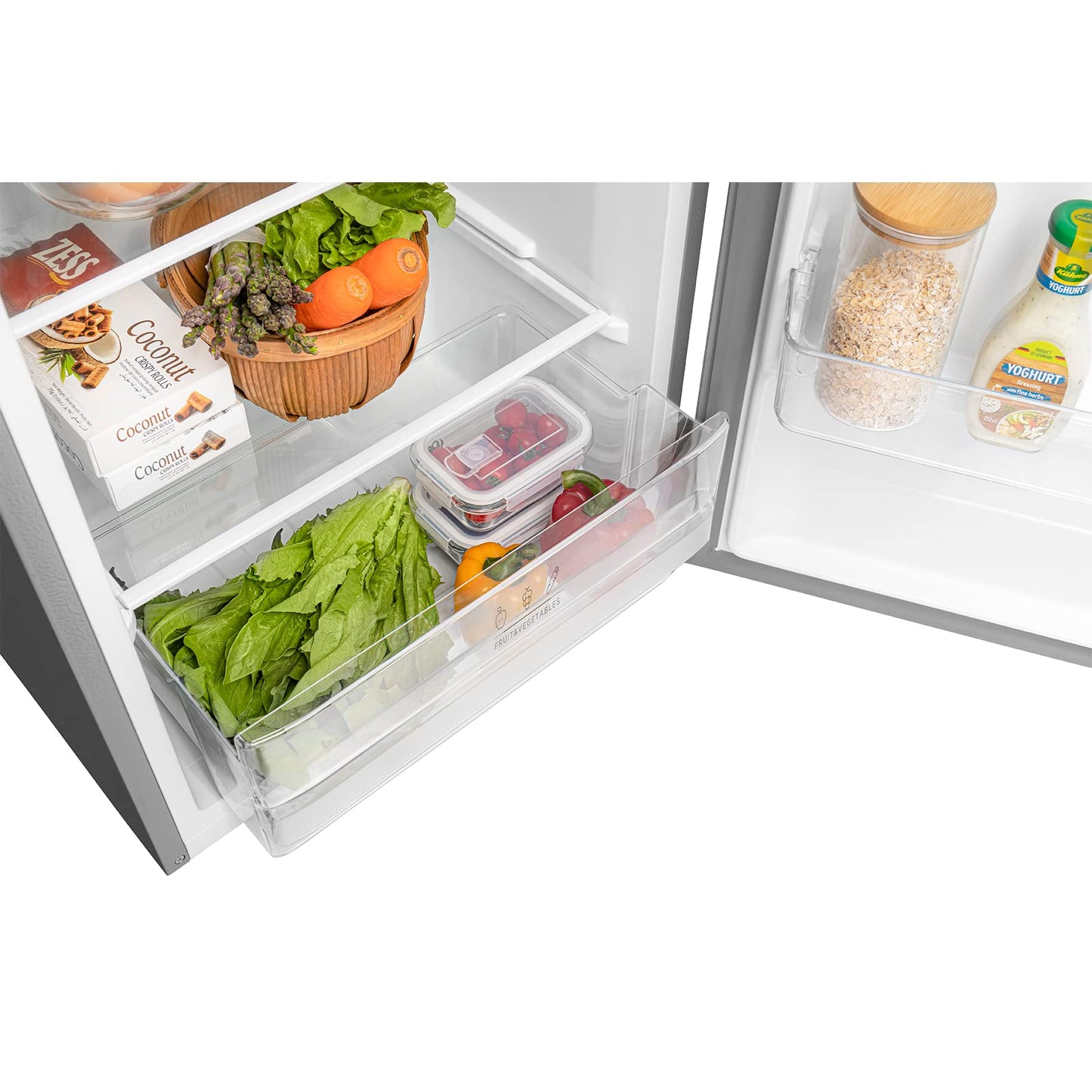 Comfee RCT284DK2A Fridge/Freezer, Top Freezer Compartment, 176 kWh/Year, 143 cm Height, LED Light, Reversible Door Hinge, Black