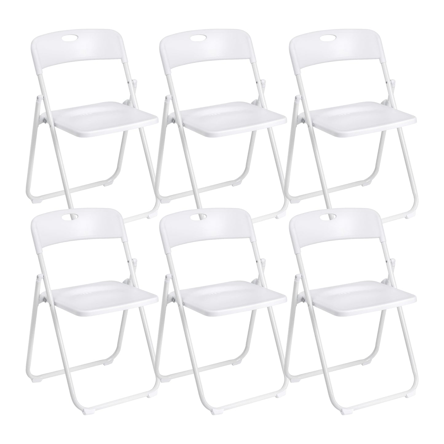 Baroni Home Klappstuhl mit PVC- und Stahlgestell, platzsparender zusammenklappbarer Sitz mit Füßen und Griff, Outdoor-Stuhl, Küche, Wohnzimmer, Reisen, 74x43x49 cm, 8 Stücke, Weiß