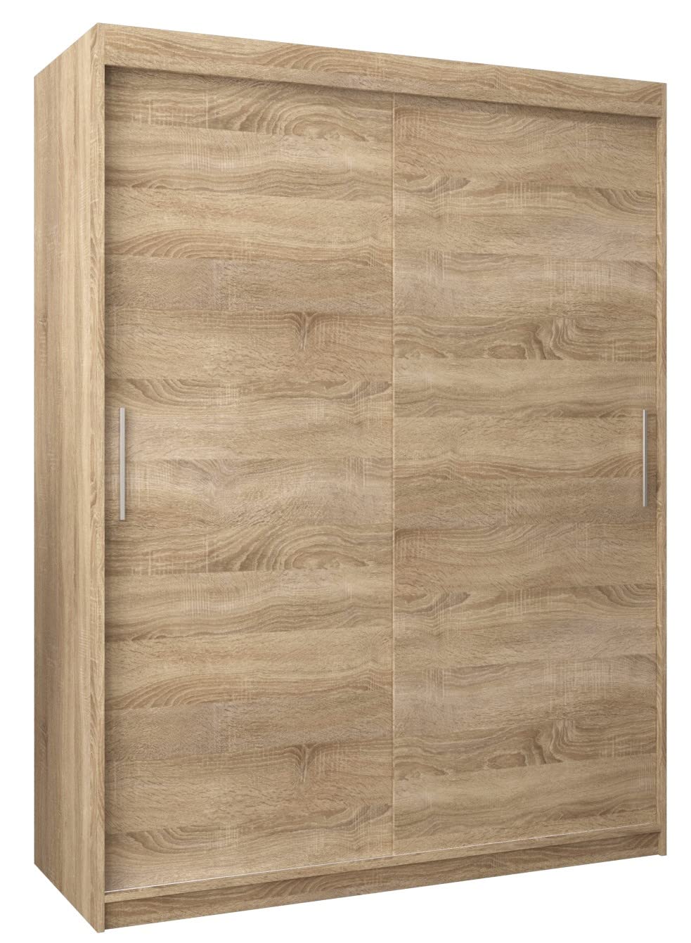 MEBLE KRYSPOL Tokyo 250 Wardrobe with Three Sliding Doors for Bedroom – Modern Storage Cabinet with Clothes Rail and Shelves – 250 x 200 x 62 cm – Matte Black and Artisan