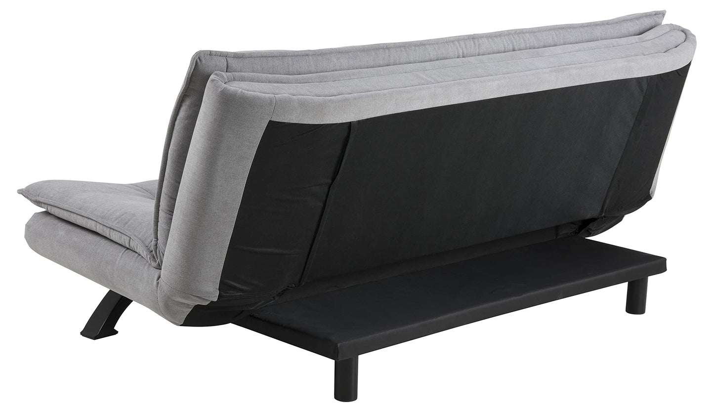 AC Design Furniture Jasper Bettcouch Dunkelgrau/Schwarz, Schlafsofa mit 3 Liegepositionen, Moderner 3-Sitzer Ohne Armlehne, Gepolstert mit Schwarzen Metallbeinen, L: 196 x H: 91 x T: 98 cm
