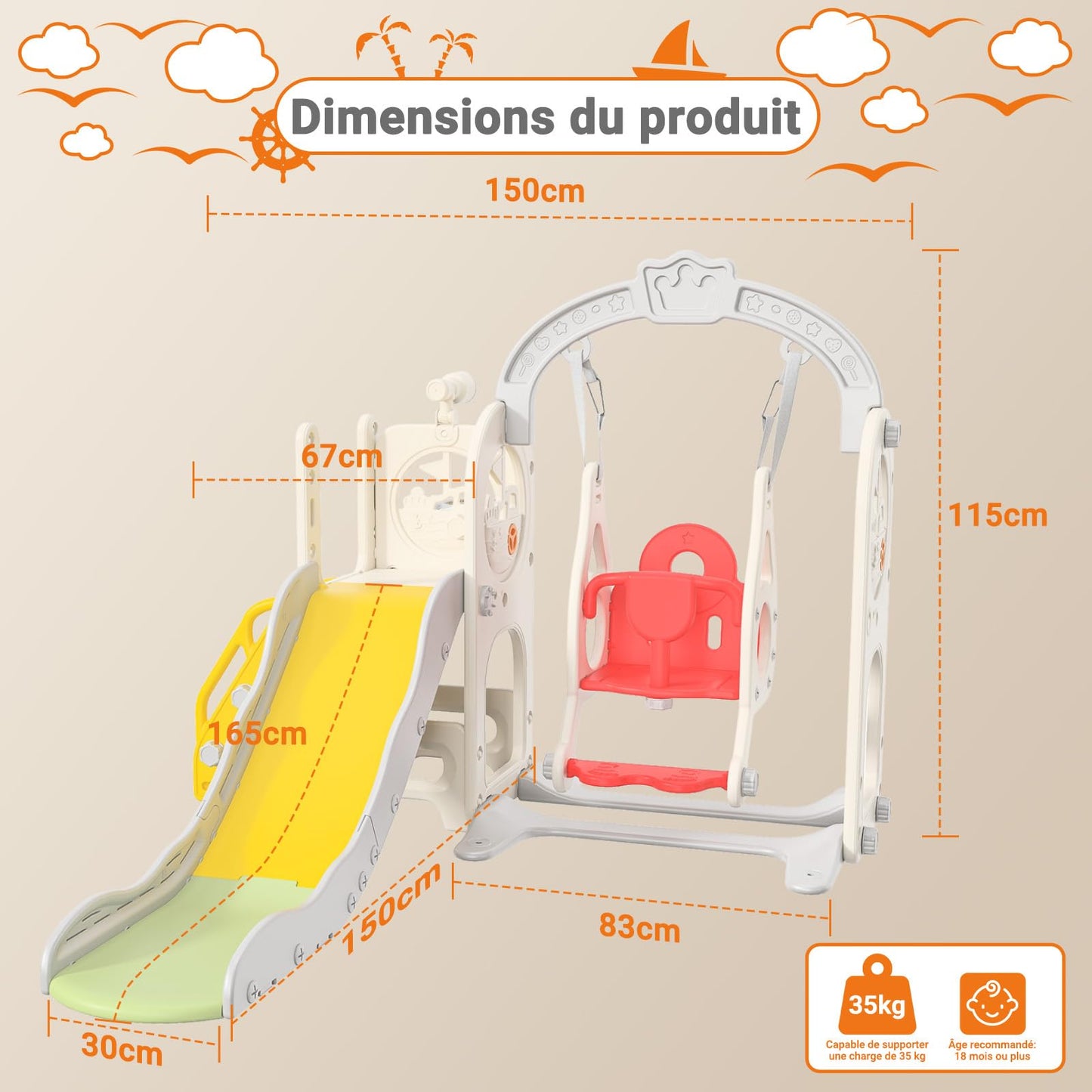 Kinderrutsche, Babyschaukel, 4 in 1, mit Schaukeln, Treppen, Gleiten, Basketballgestellen, Spielplatz für drinnen und draußen, multifunktionale Rutsche (Rosa, Kaninchen)