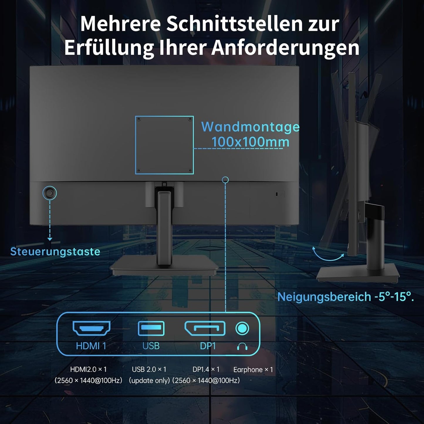 KTC 32 Zoll Monitor Curved 1000R, 2K WQHD (2560x1440p) 240Hz Gaming Monitor, 1ms, Adaptive Sync, 122% sRGB, 4000:1 Kontrast, 2 x DP 1.4 (240Hz), 2 x HDMI 2.0 (144Hz), Unterstützung von Tilt und VESA