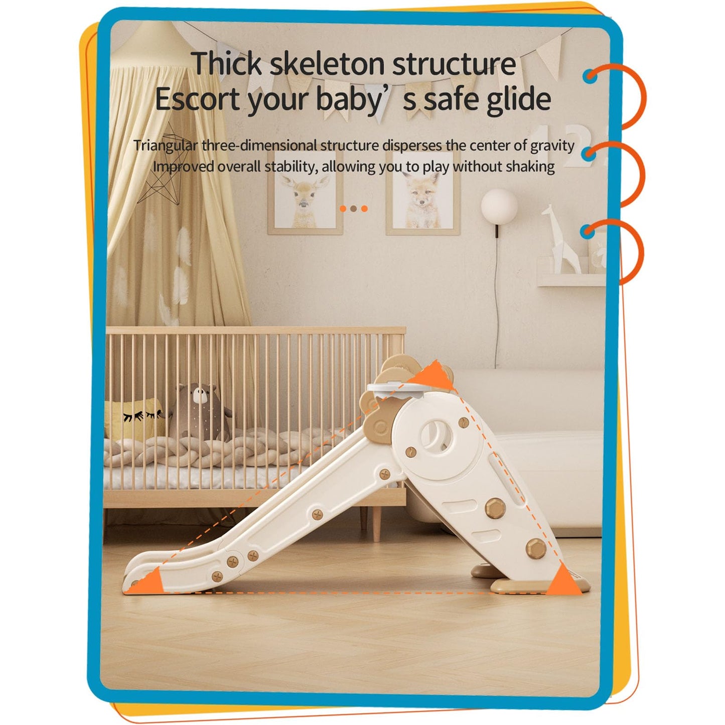 Rutsche mit Klettergerüst für Kinder: Indoor Spielplatz mit - Aufbewahrungsbox Tunnel Treppenleiter Basketballkorb und Durchgangsbereich Gartenrutsche (Star Set-G-Brown)