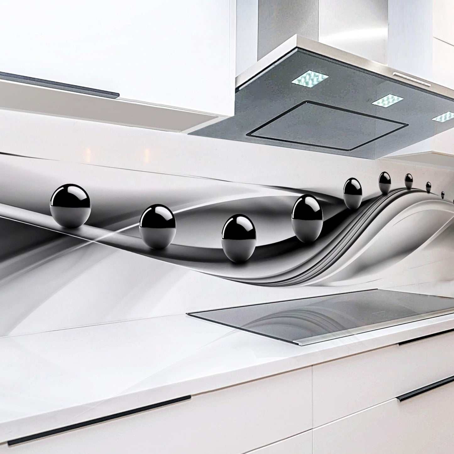 Rodnik Kitchen Splashback, Robust ABS Plastic Monolith Panel in Deluxe Quality, Direct Print, Choice of Motifs (Ice Cubes and Cherries)