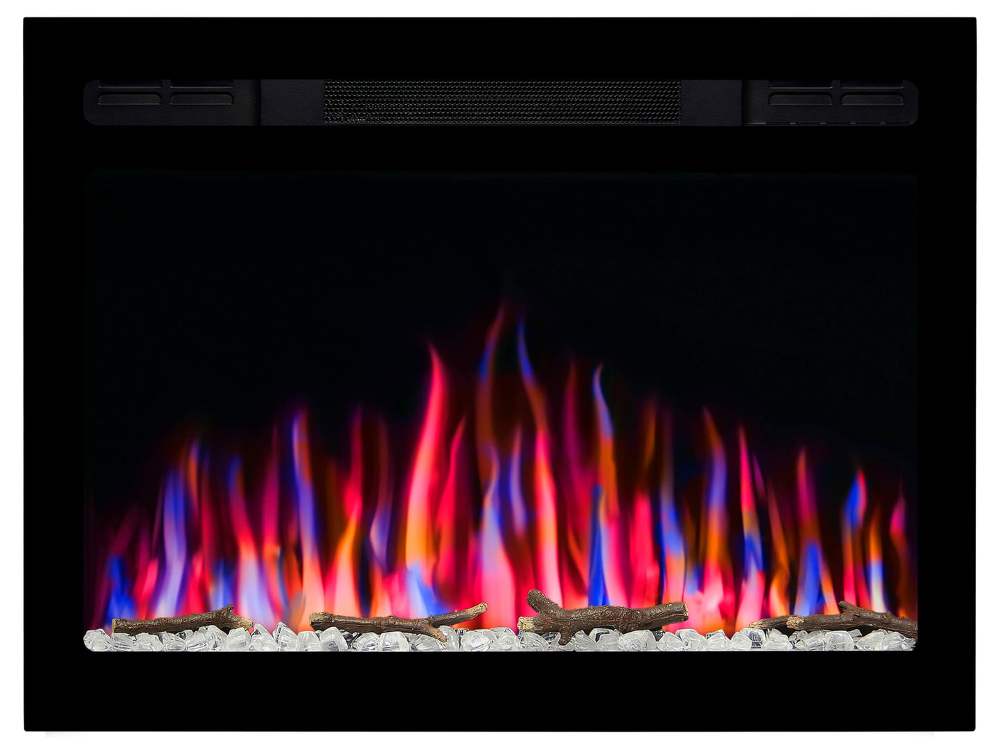 ArtiFlame Elektrokamin AF27WR Multicolor, Elektrischer Einbaukamin mit Heizung 900/1800 W, realistischer 3D-Flammeneffekt, LED-Beleuchtung, Fernbedienung, Timer, Thermostat, Knistereffekt, Schwarz