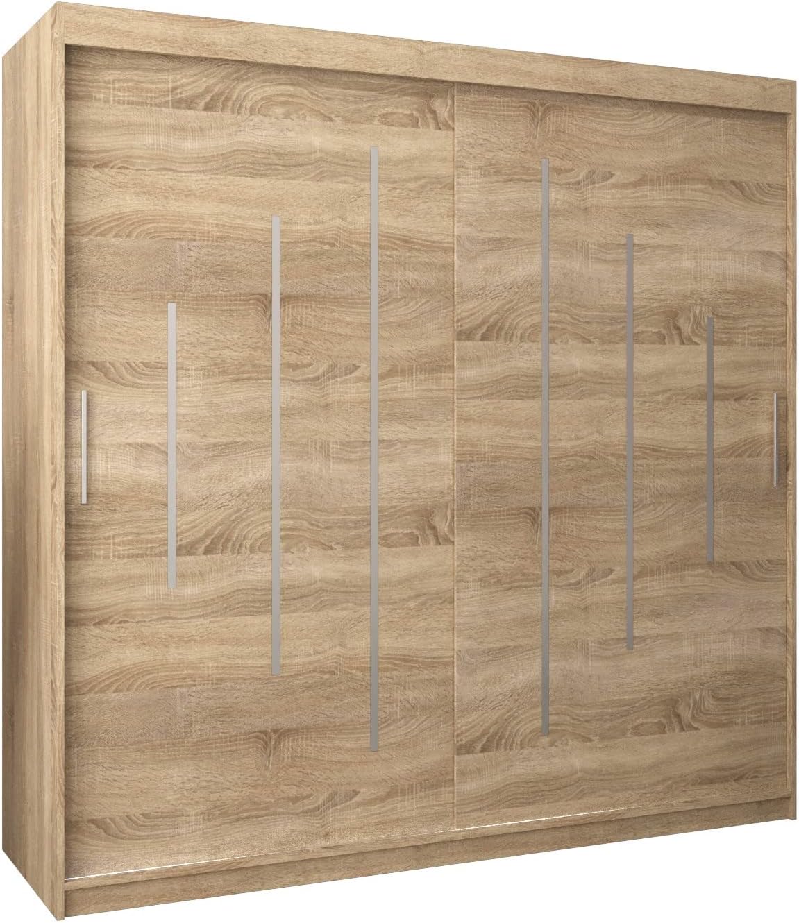Kryspol Schwebetürenschrank York 250 cm Kleiderschrank mit Kleiderstange und Einlegeboden Schlafzimmer- Wohnzimmerschrank Schiebetüren Modern Design (Weiß)