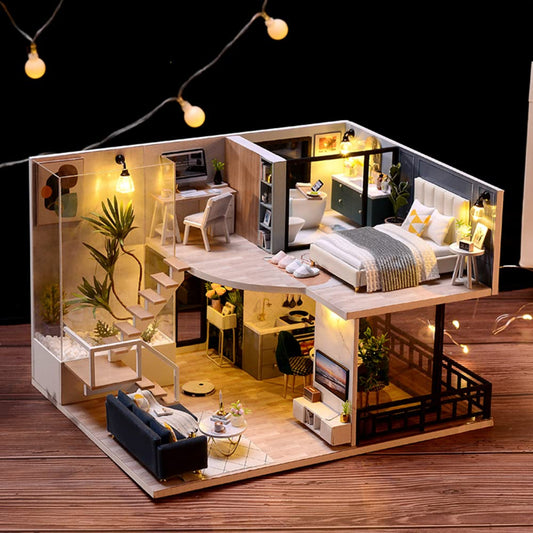Endless Limit DIY Miniatur Haus Bausatz für Erwachsene,Puppenhaus Gewächshaus mit LED Licht,3D Puzzle Buchstütze aus Holz Modellbausatz Bastelset Bücherregal Deko Geschenken (Rose Garden Tea House)