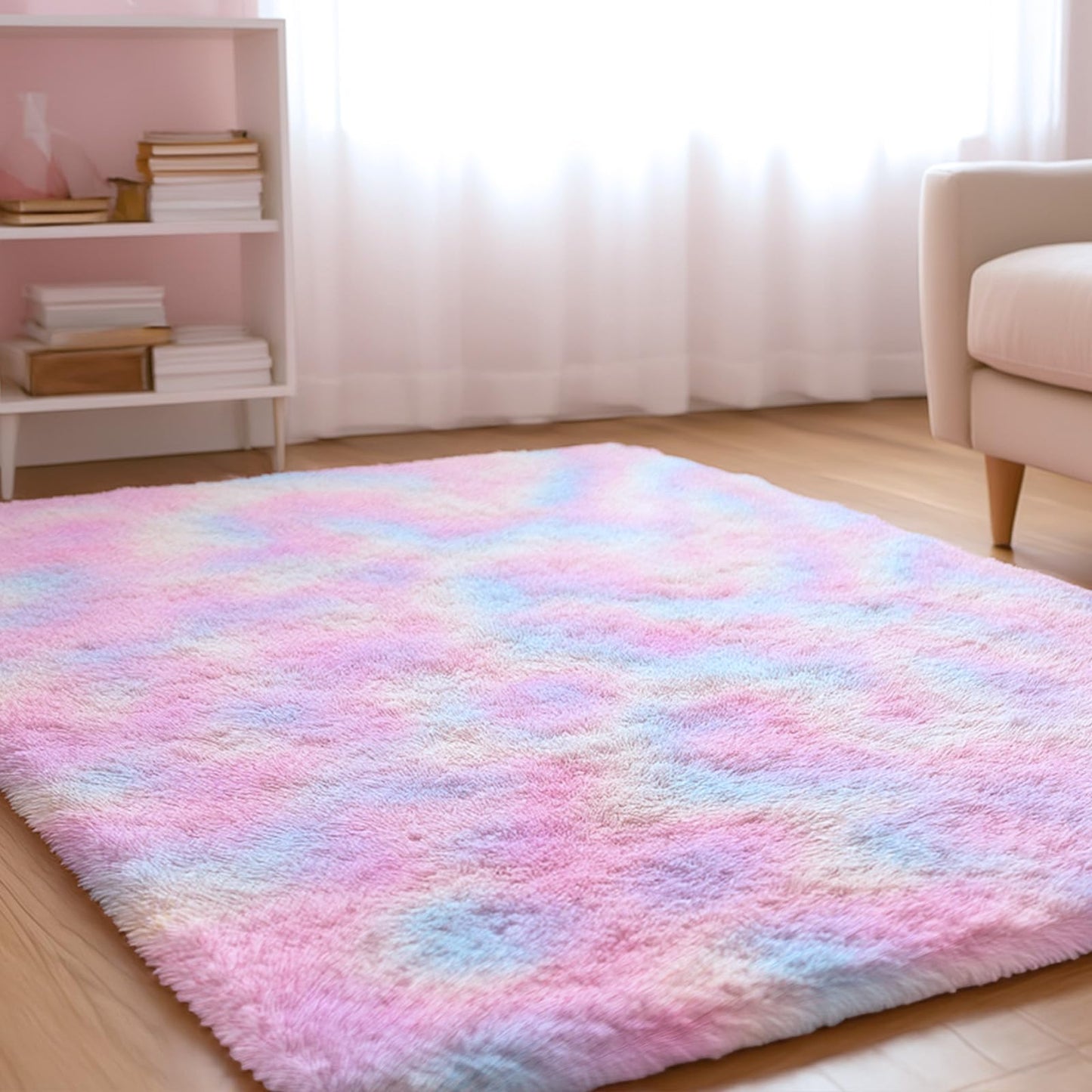 XSIVOD Fluffy High Pile Rug, Dark Grey, Washable Rug 140 x 200 cm, Living Room, Non-Slip Extra Large Rugs, Bedroom, Soft Modern Rugs, Mat Rugs for Children's Room