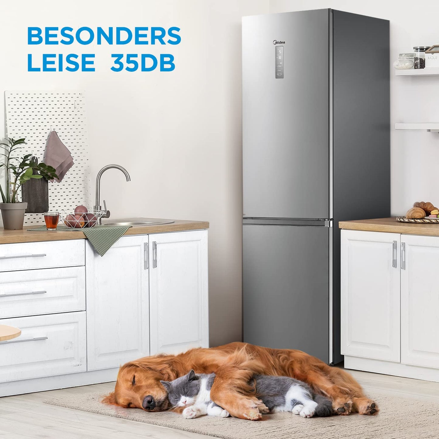 Midea MERB276FGE02A Kühl-/Gefrierkombination/180 cm Höhe/NoFrost/Doppelte Steuerung/Super-Kühlfunktion/219 kWh/Jahr/199L Kühlteil/71L Gefrierteil