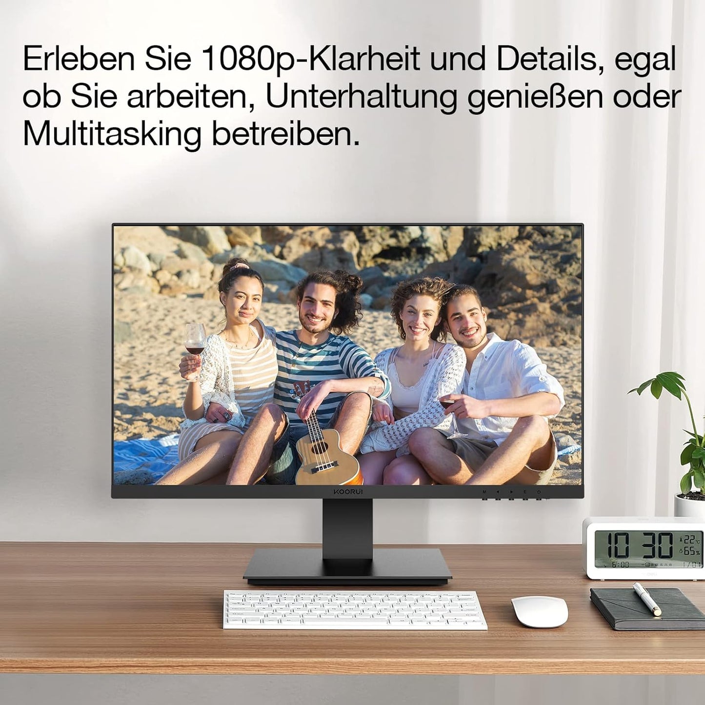 KOORUI Gaming Monitor 27 Zoll, Full HD Rahmenlos Bildschirm 165Hz Adaptive Sync (1ms, VA-Panel, Eye-Care, 1920 x 1080, 2xHDMI 2.0, & DisplayPort 1.4, VESA 75x75mm, DCI-P3 90%)