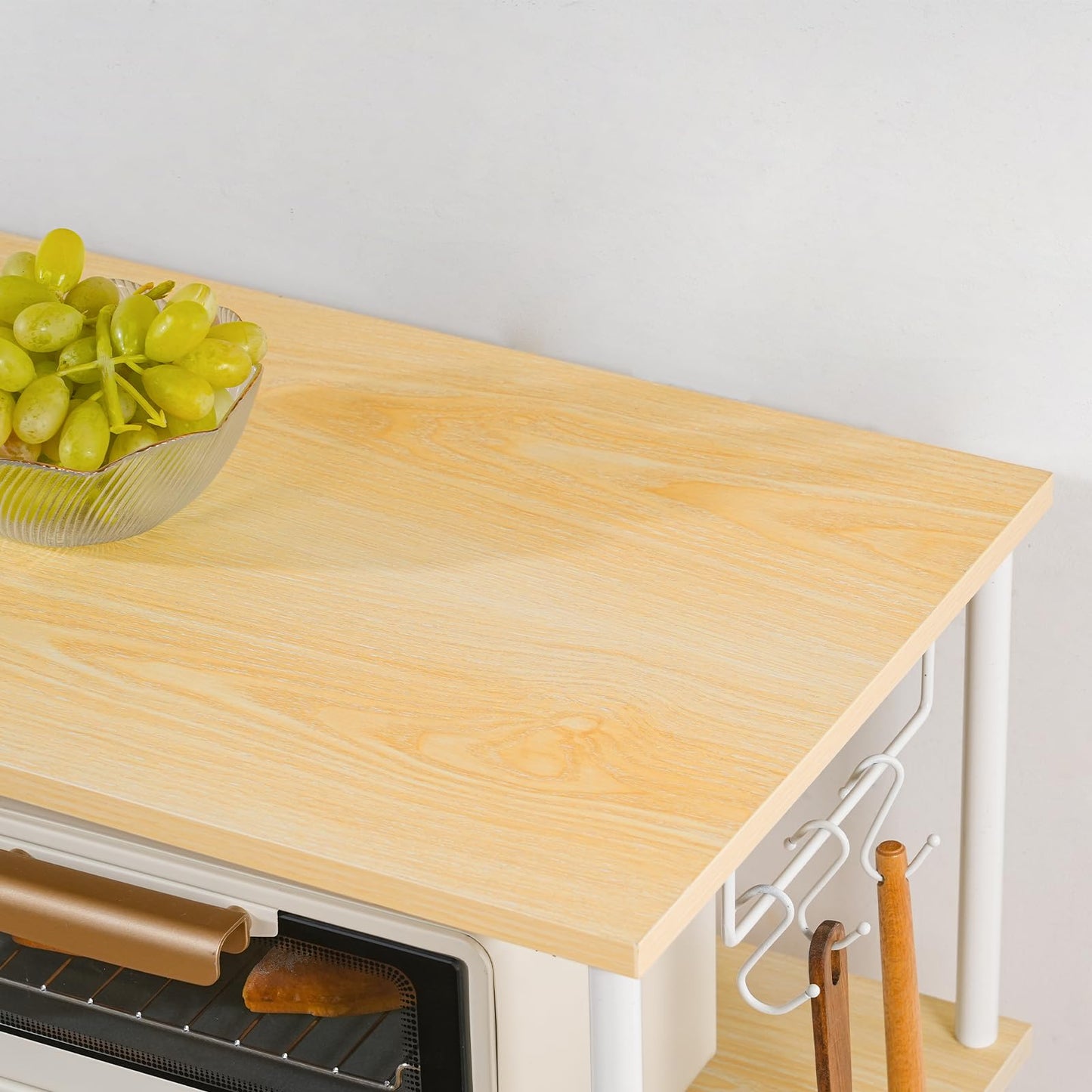 HOOBRO EBF07CHB01 Kitchen Shelf, Standing Shelf with Sockets, Baker's Rack with 5 S-Hooks, Microwave Shelf, 38 x 80 x 86 cm, Vintage Brown and Black