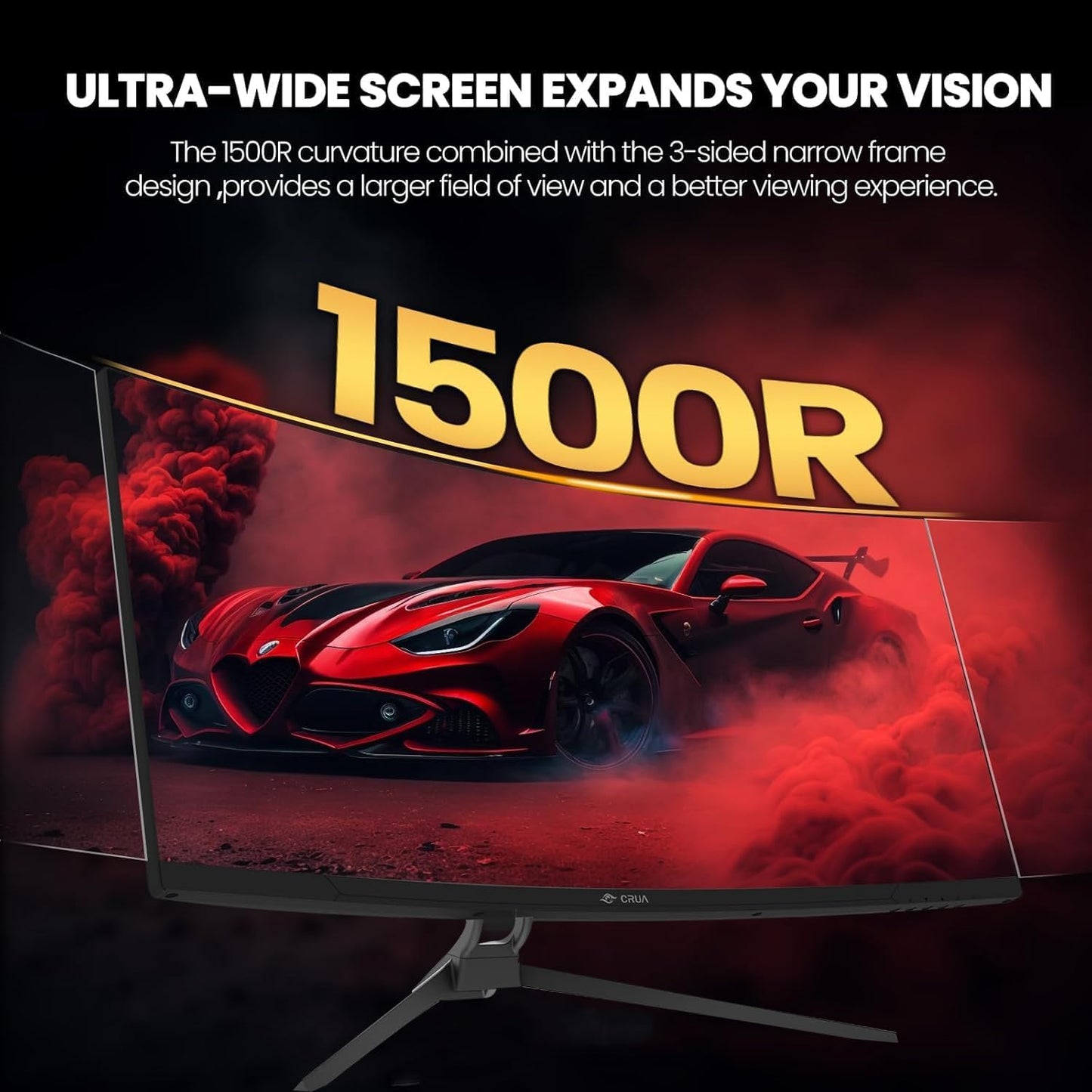 32 Zoll Curved Gaming Monitor, 1K Full HD 1080P (1920x1080), 240Hz, 1ms, 1500R, AdaptiveSync, DCI-P3 90%, SRGB100%, Eye Care