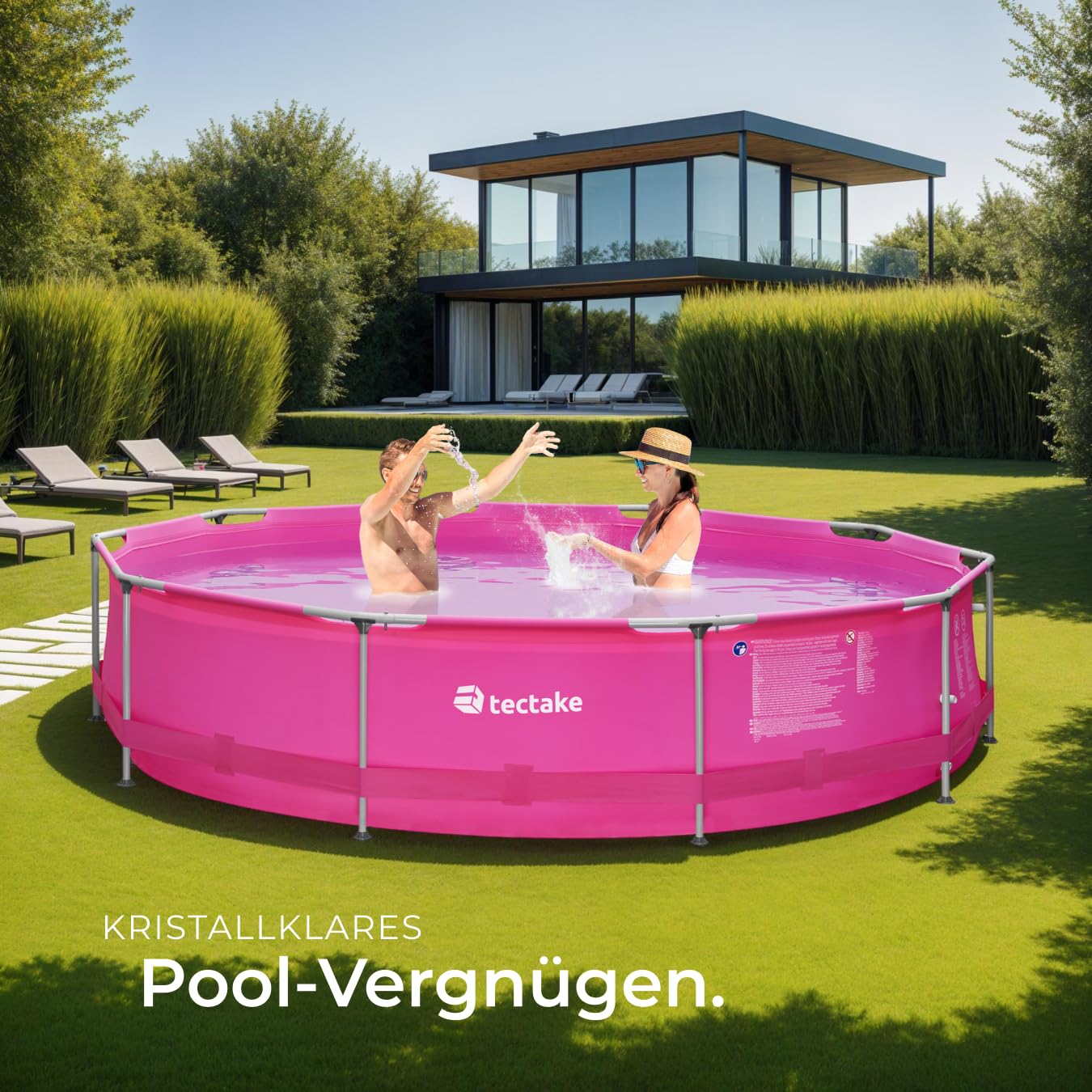 tectake® Swimming Pool, Large Swimming Pool, Rectangular, Frame Pool, Pool for Garden, Steel Frame Pool, Complete Set, Outdoor Garden Pool, Above Ground Pool, 300 x 207 x 70 cm, Grey