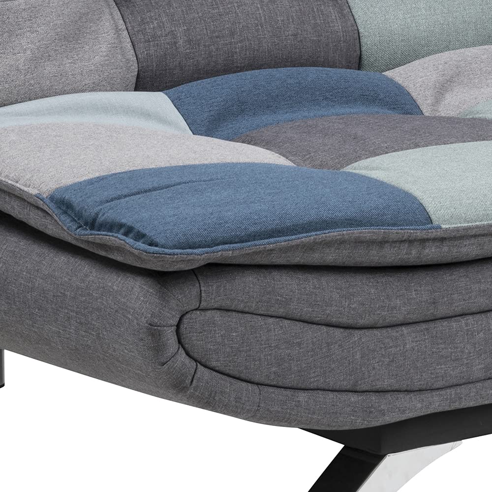 AC Design Furniture Jasper Bettcouch Dunkelgrau/Schwarz, Schlafsofa mit 3 Liegepositionen, Moderner 3-Sitzer Ohne Armlehne, Gepolstert mit Schwarzen Metallbeinen, L: 196 x H: 91 x T: 98 cm