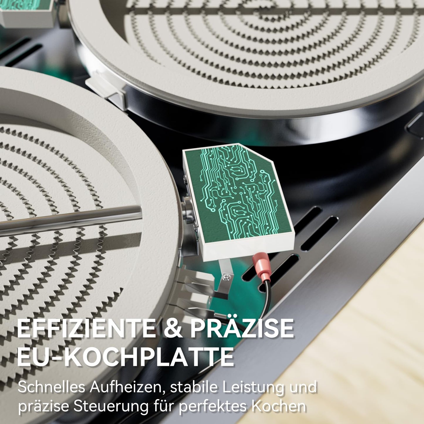 Hermitlux kochfeld 28,8cm, Glaskeramik Kochfeld 2 Platten, 9 Leistungsstufen, Touch-Steuerung, Timer, Kindersicherung, Geeignet für Alle Töpfe, 3300W