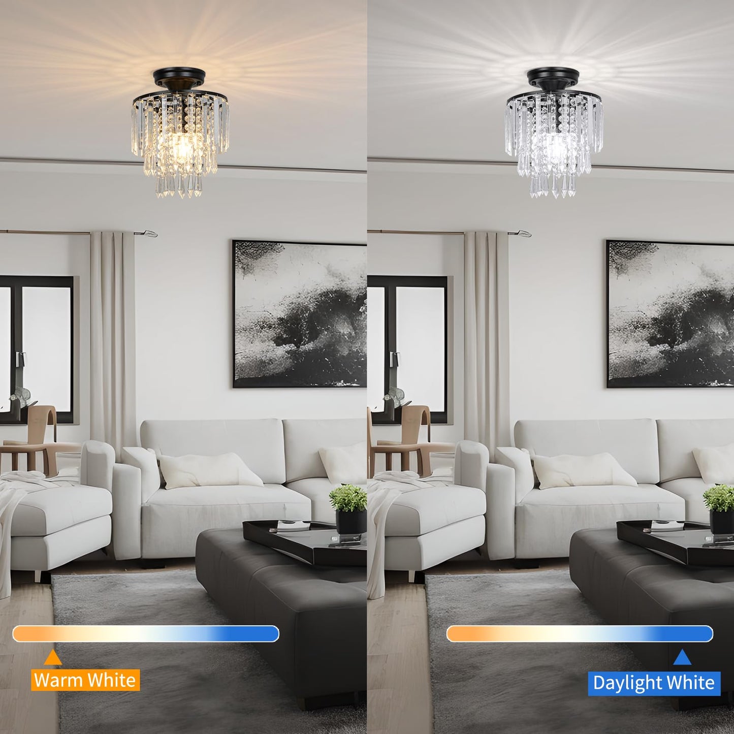 FRIDEKO HOME Modern Kronleuchter Kristall Deckenleuchte Gold,Kleine Kristall Deckenlampe E27 Fassung für Wohnzimmer Schlafzimmer Küche Flur,Ø23cm