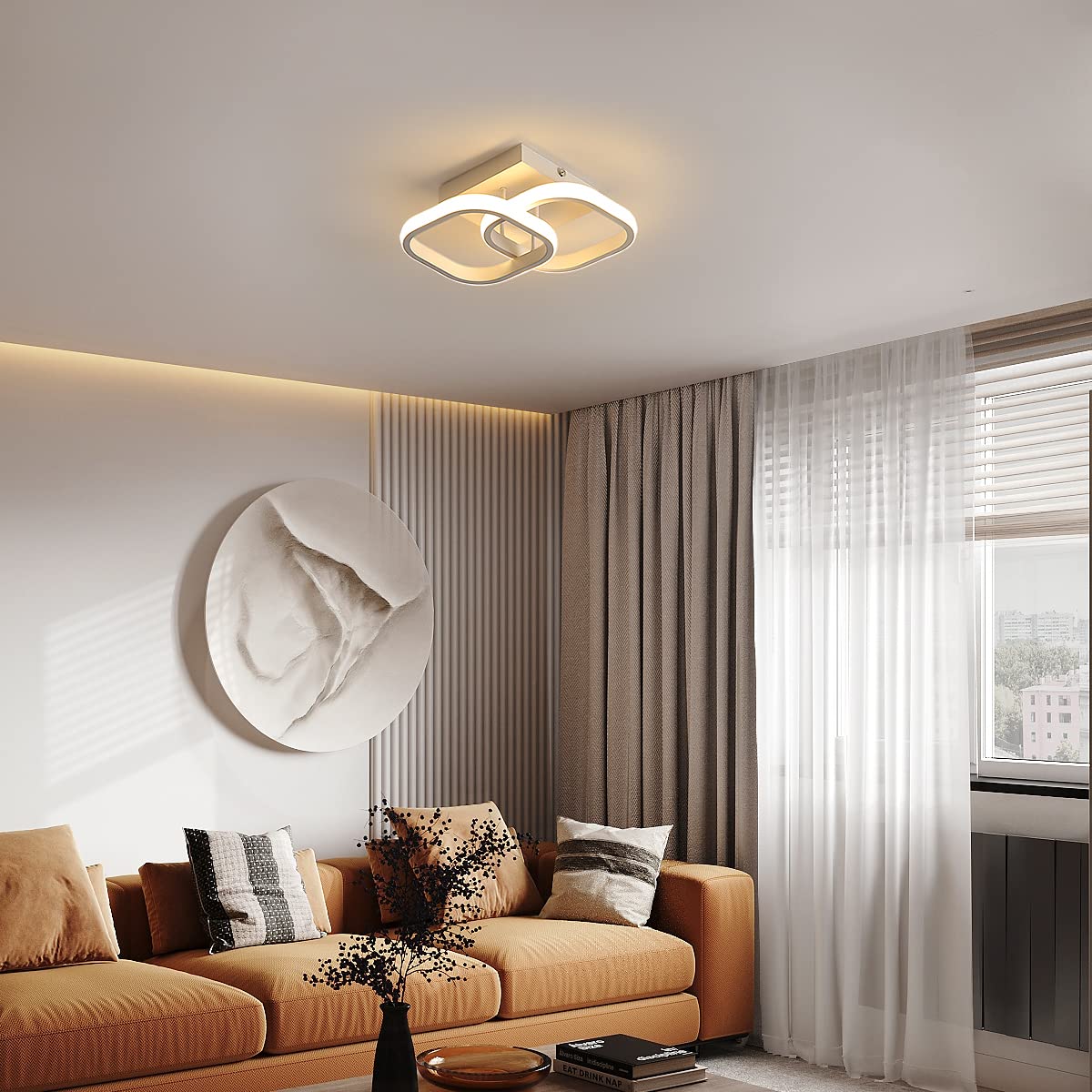 SENQIU 2 Stücke LED Deckenleuchte, 22W Modern Quadratisch LED Deckenlampe, Deckenleuchten Weiße aus Aluminium für Wohnzimmer Schlafzimmer Küche, Warmweiß 3000K