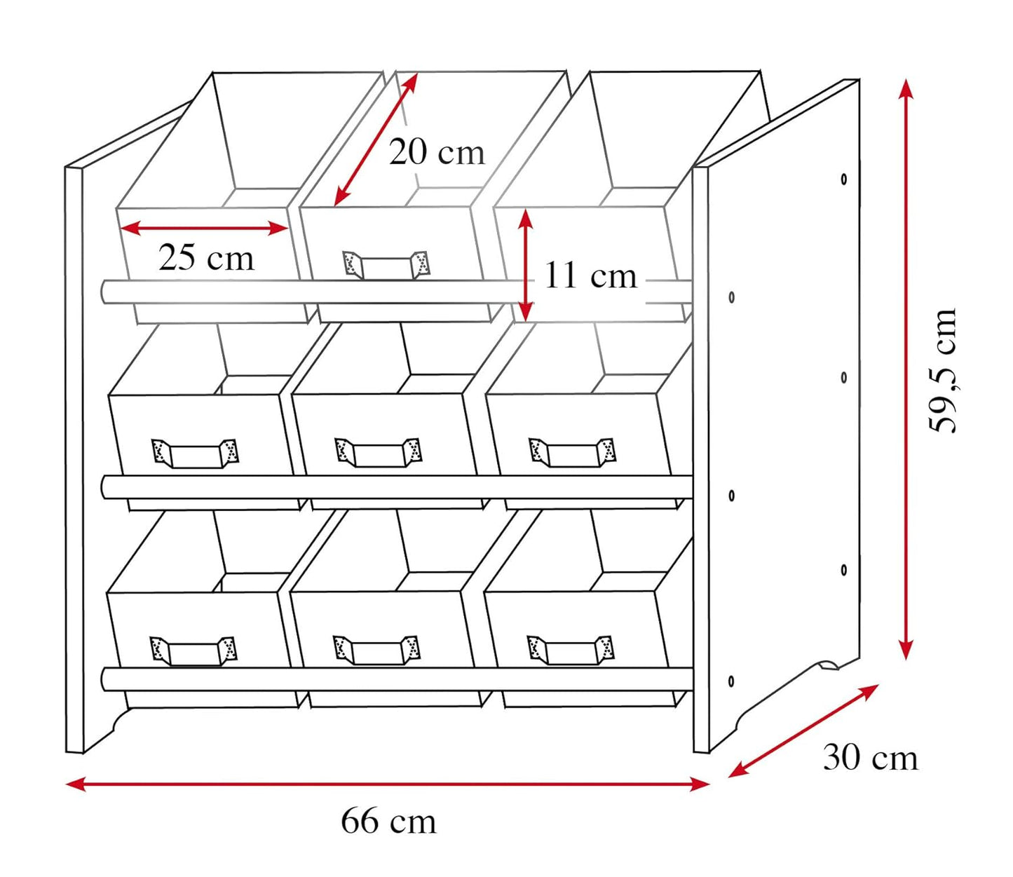 Kesper 17716 13 Children's Storage Unit with 9 Fabric Boxes, White